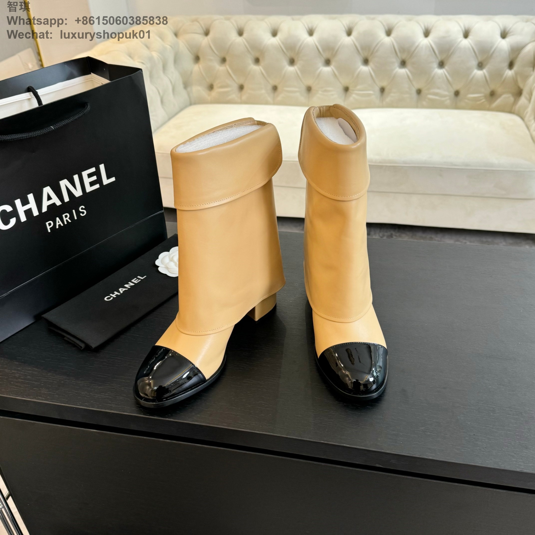 Women Chanel Leather Short Boot Shoes 6.5cm