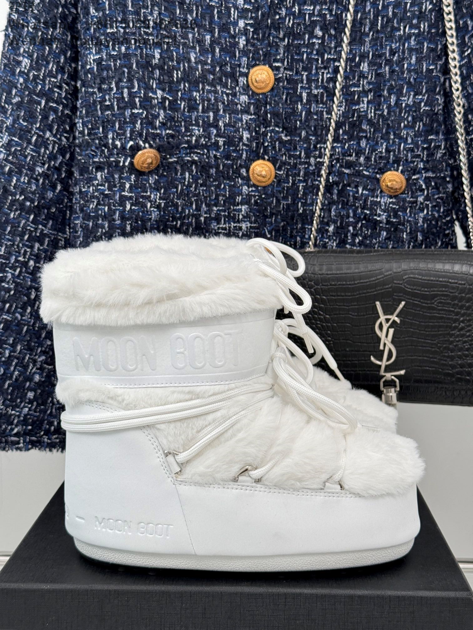 Moon Boot Shearling Fur Park Lace-Up Women Ankle Boots Snow Shoes