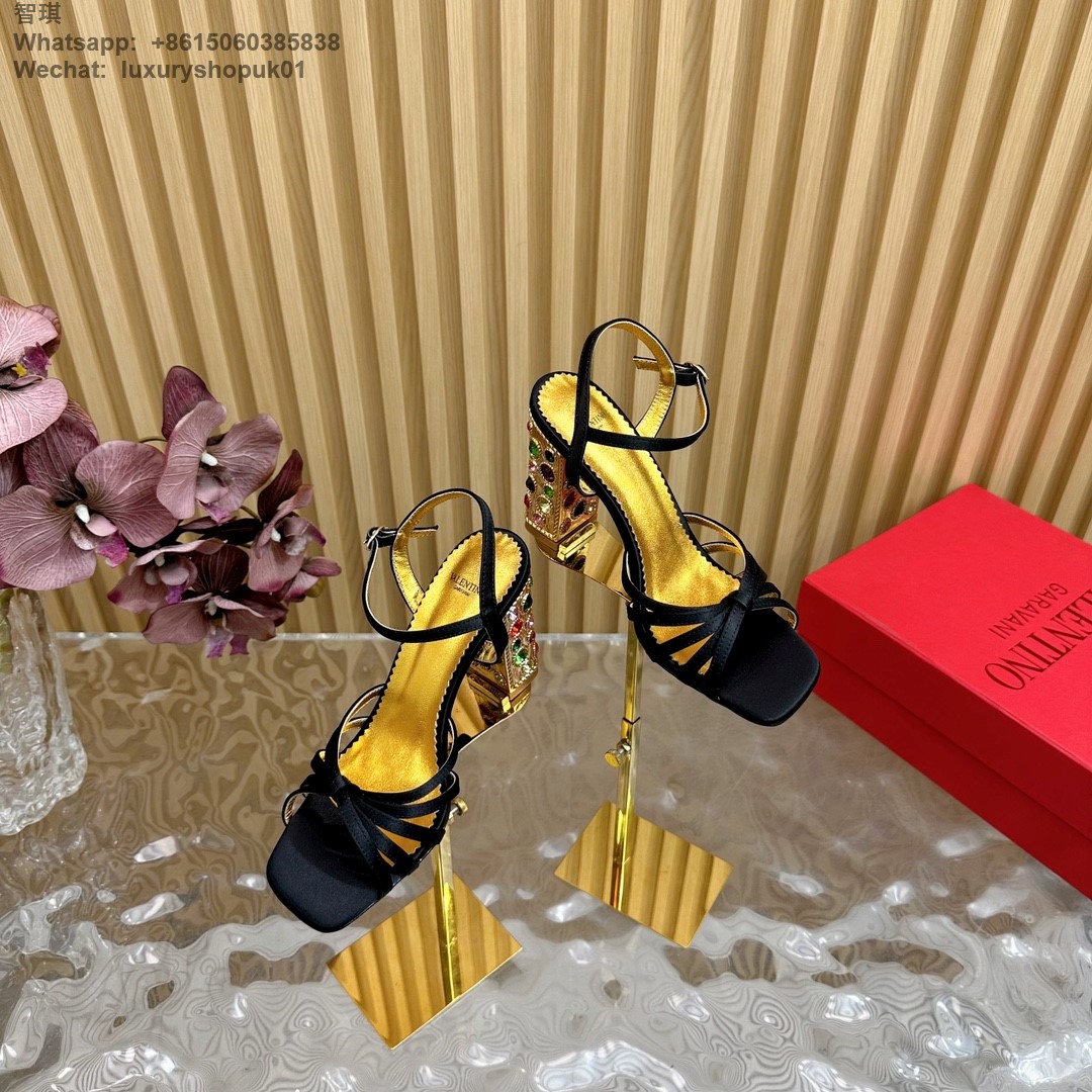 Valentino Preshoes Embellished Open Toe Satin Sandals Women Shoes