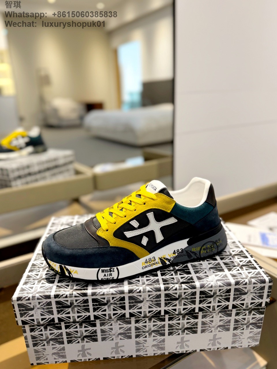 Premiata Lander Trainers  483 Original Suede-panel lace-up sneakers Women Mens Shoes