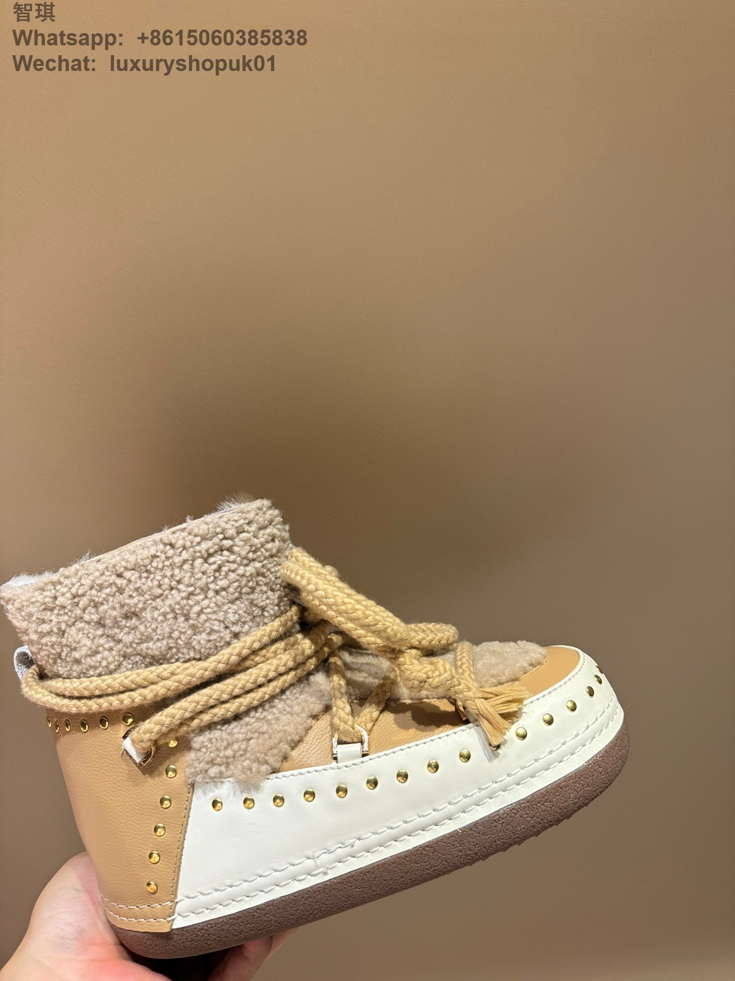 INUIKII Curly Rock Sneakers Women Curly Rock Shearling Patchwork Boots