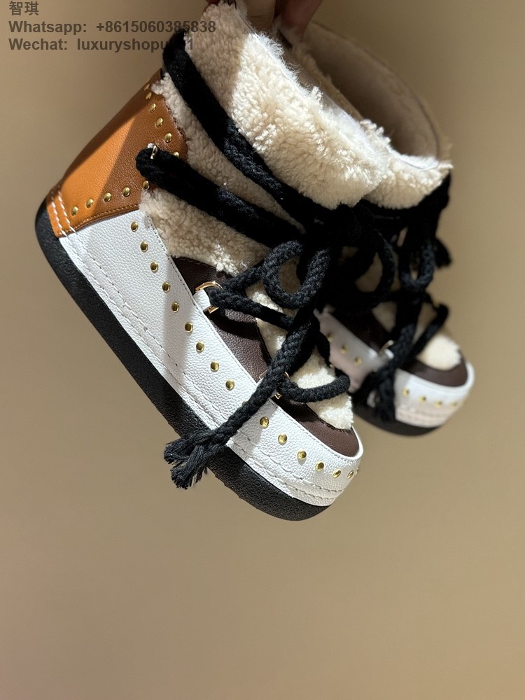 INUIKII Curly Rock Sneakers Women Curly Rock Shearling Patchwork Boots