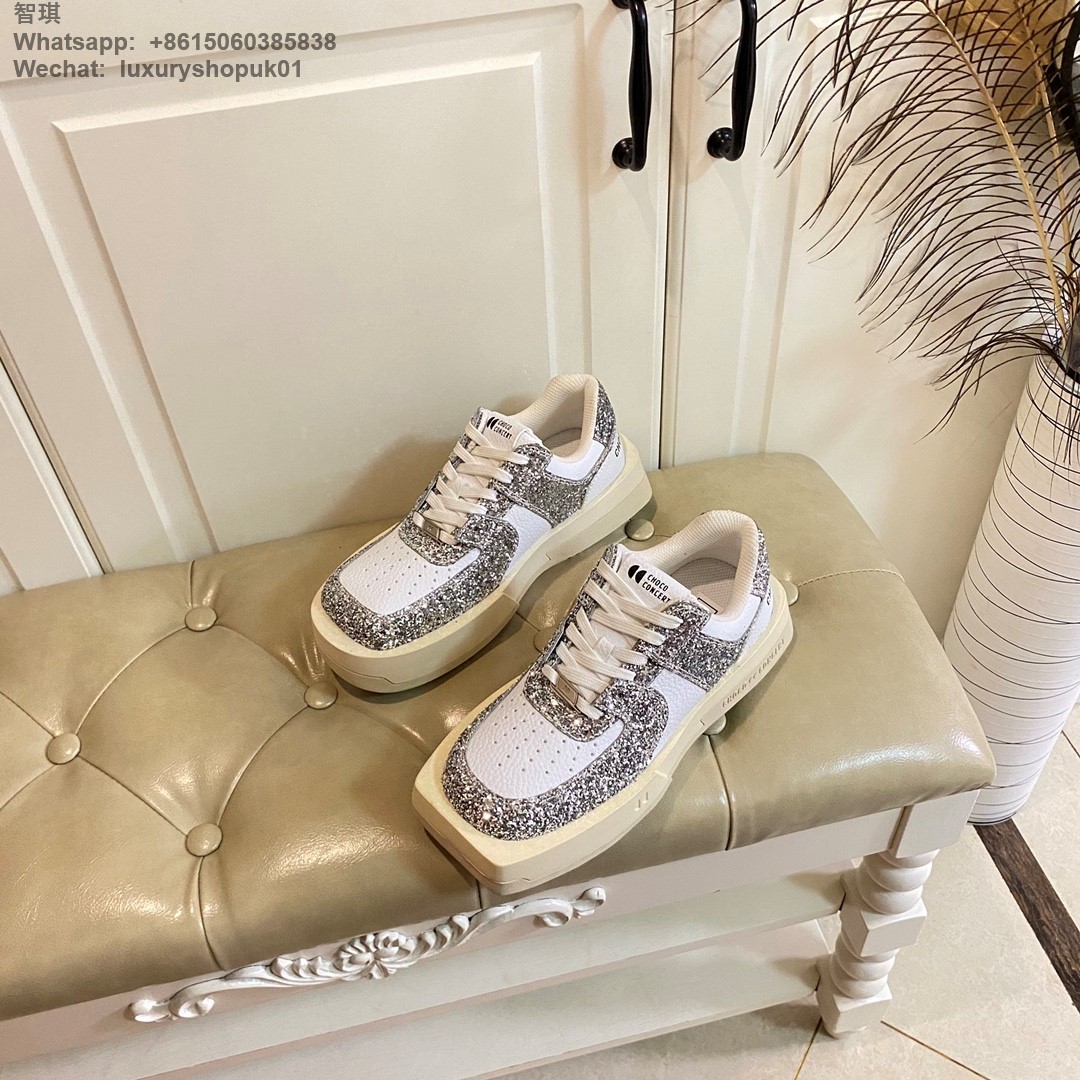 Choco Concert Mis-Matched Square Toe Sneaker Glitter Women Shoes
