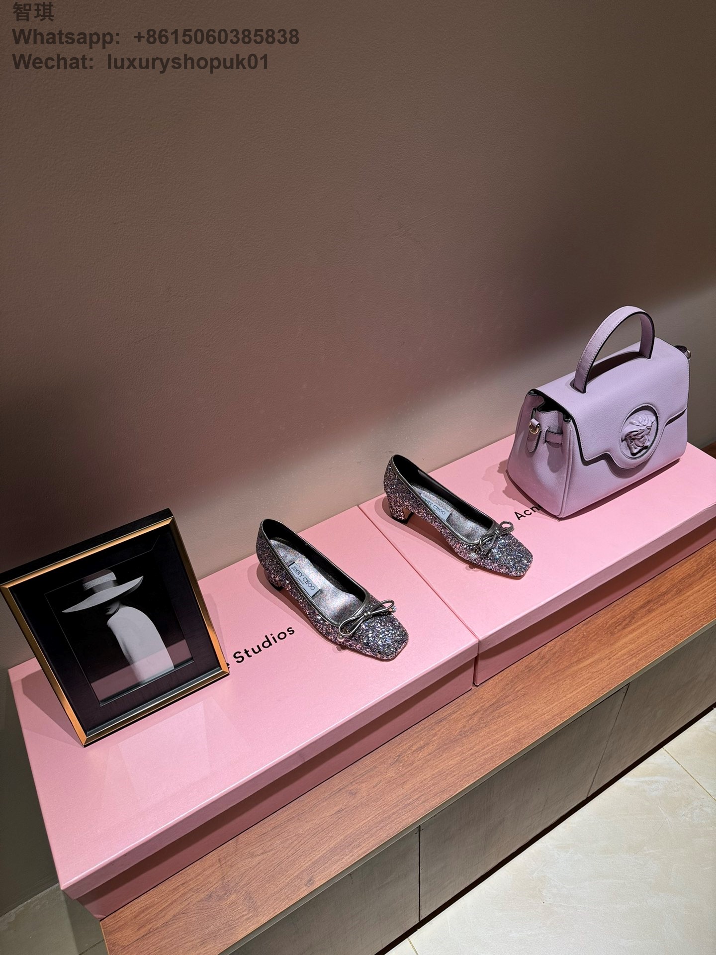 Jimmy Choo Elme Leather Bow Ballerina Pumps Women Shoes glitter