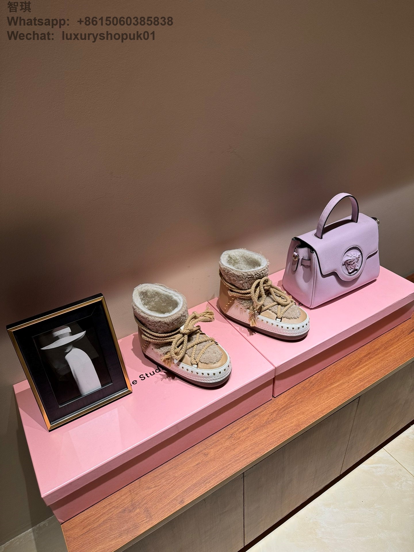 INUIKII Curly Rock Sneakers Women Curly Rock Shearling Patchwork Boots