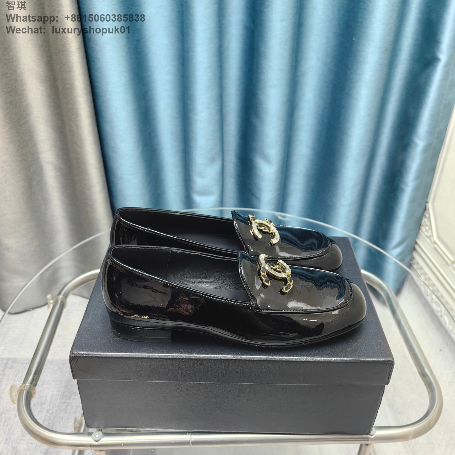 Women Chanel Crystals Diamond Loafers Leather CC Logo Flats Shoes