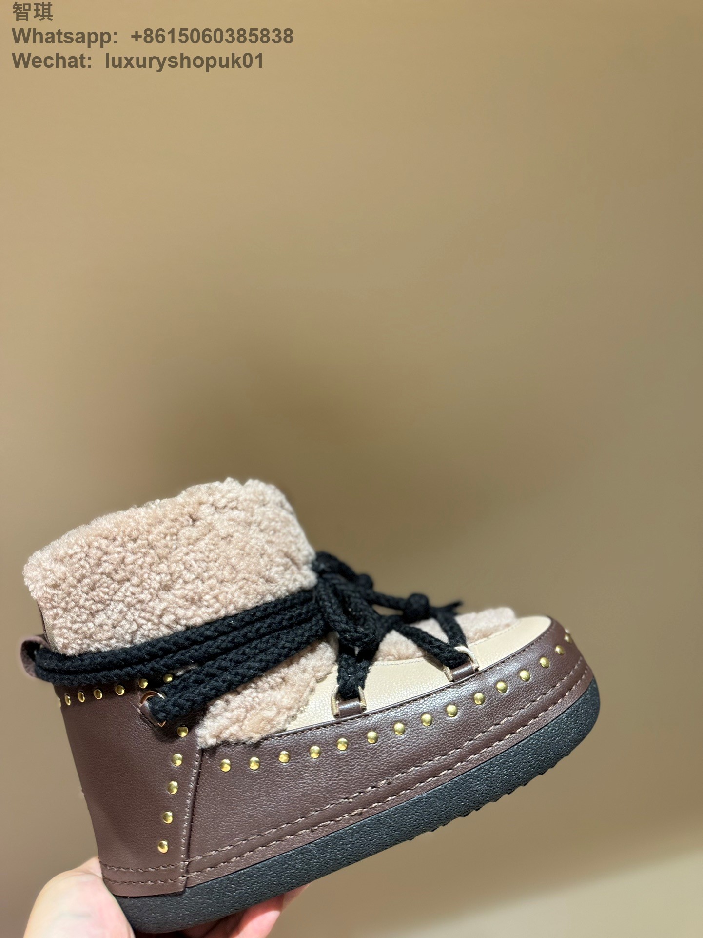 INUIKII Curly Rock Sneakers Women Curly Rock Shearling Patchwork Boots