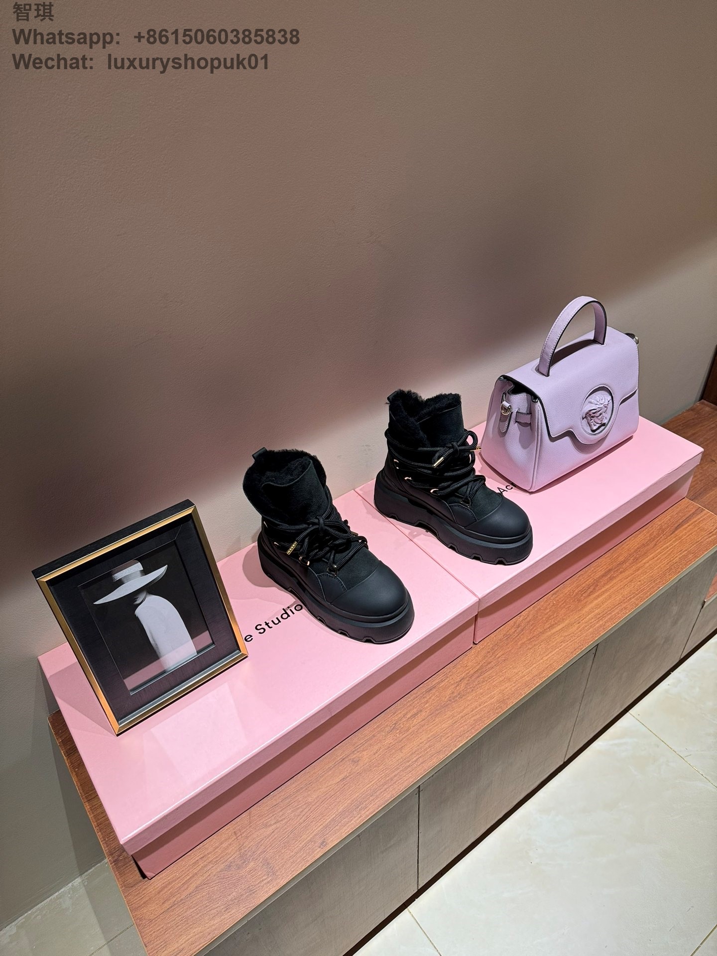 INUIKII Endurance Trekking Leather Lace-Up Classic Sneaker Lambskin Suede Fur Ankle Boots Women