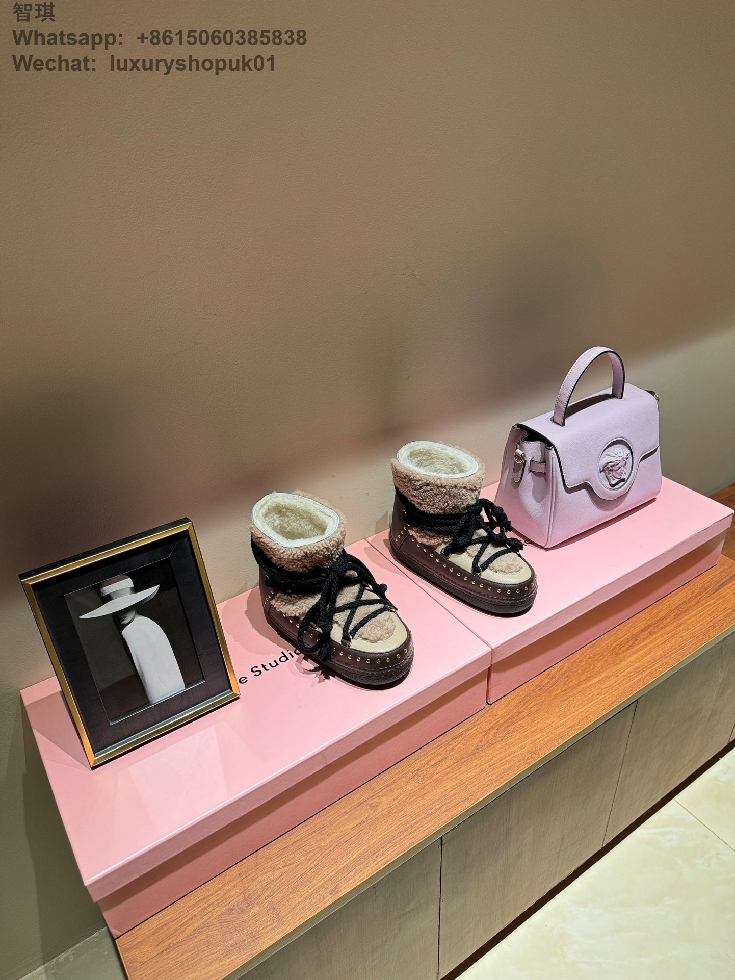 INUIKII Curly Rock Sneakers Women Curly Rock Shearling Patchwork Boots