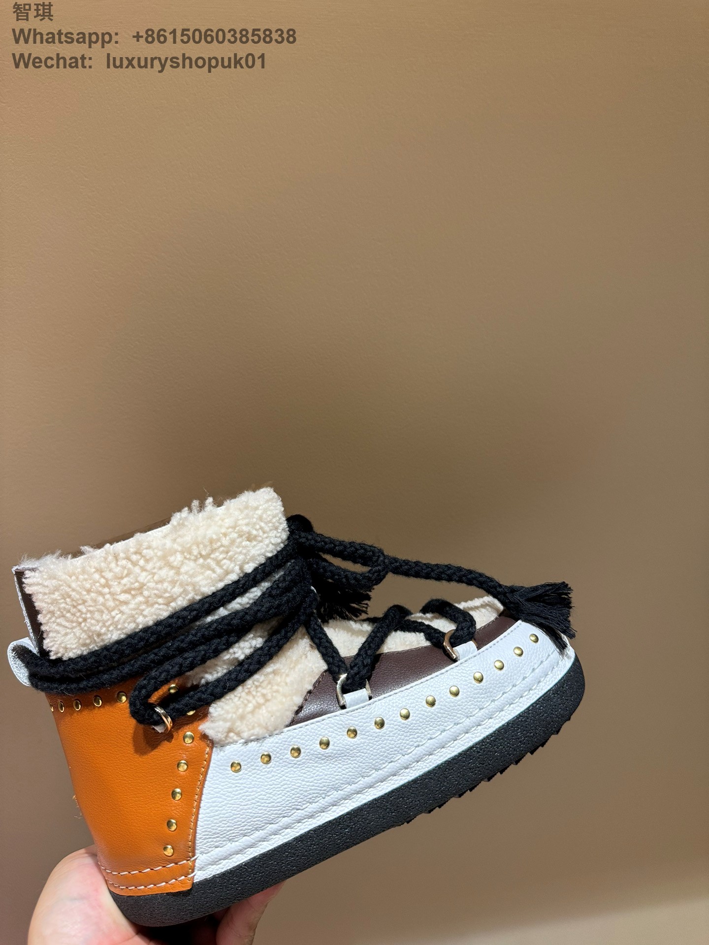 INUIKII Curly Rock Sneakers Women Curly Rock Shearling Patchwork Boots