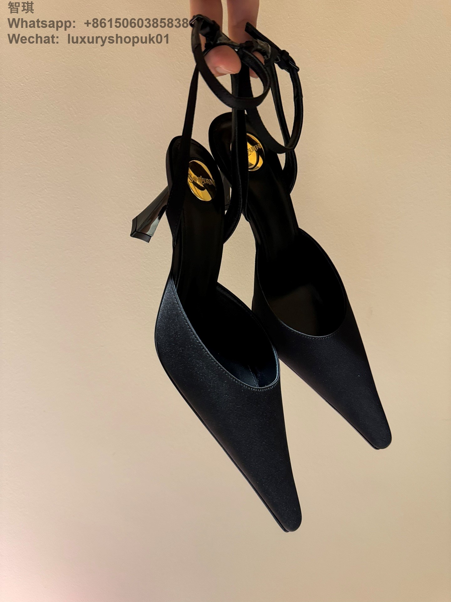 Saint Laurent Blade Slingback Pumps Satin wraparound ankle ties Women Sandal Shoes YSL