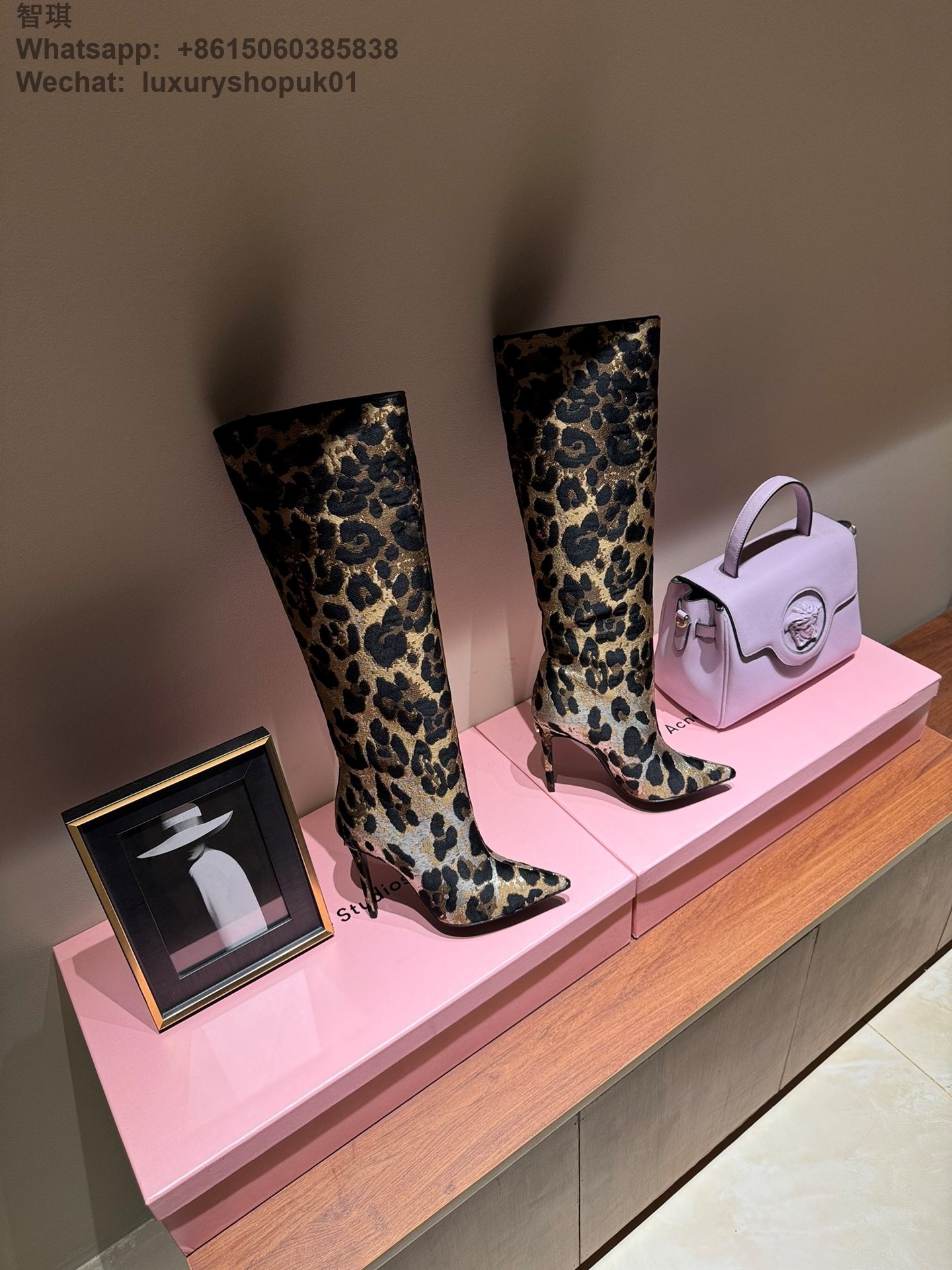 Dolce & Gabbana Leopard Jacquard Stiletto Knee-High Boot DG Women Shoes