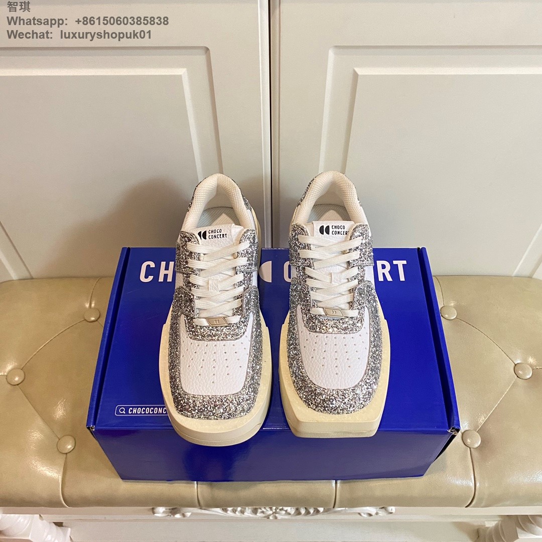 Choco Concert Mis-Matched Square Toe Sneaker Glitter Women Shoes