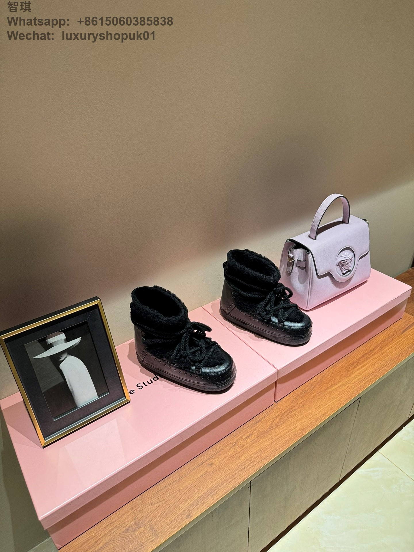 INUIKII Curly Rock Sneakers Women Curly Rock Shearling Patchwork Boots