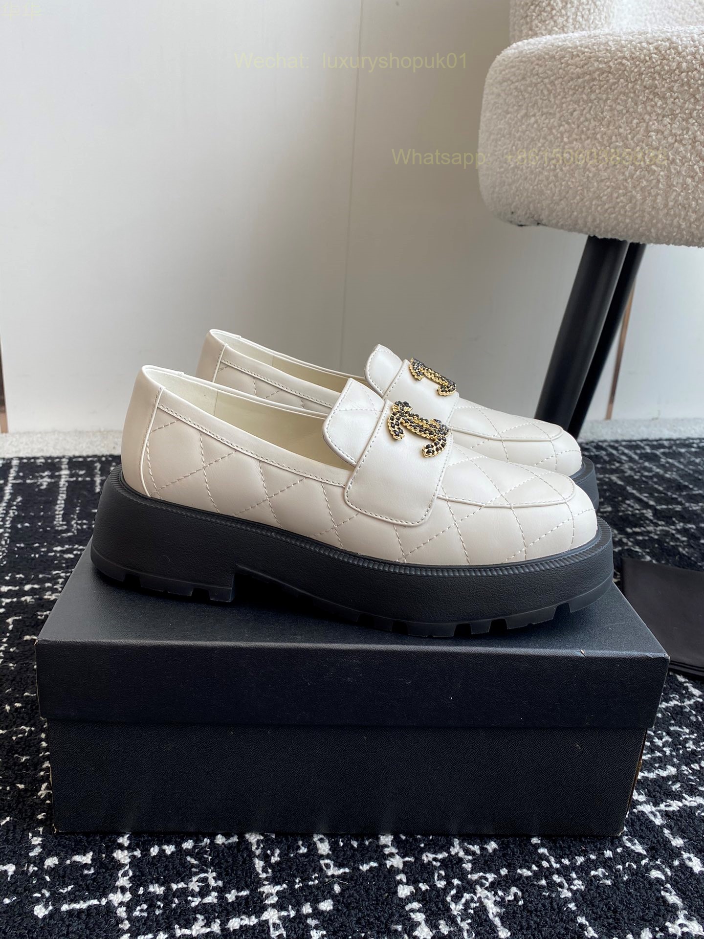 Women Chanel Loafers Leather CC Logo Flats Shoes