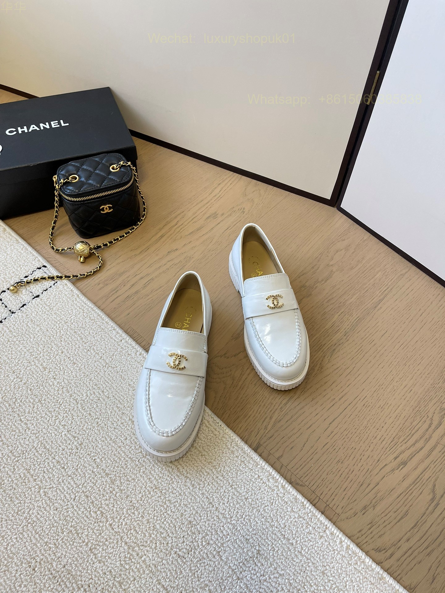 Women Chanel Loafers Leather CC Logo Flats Shoes