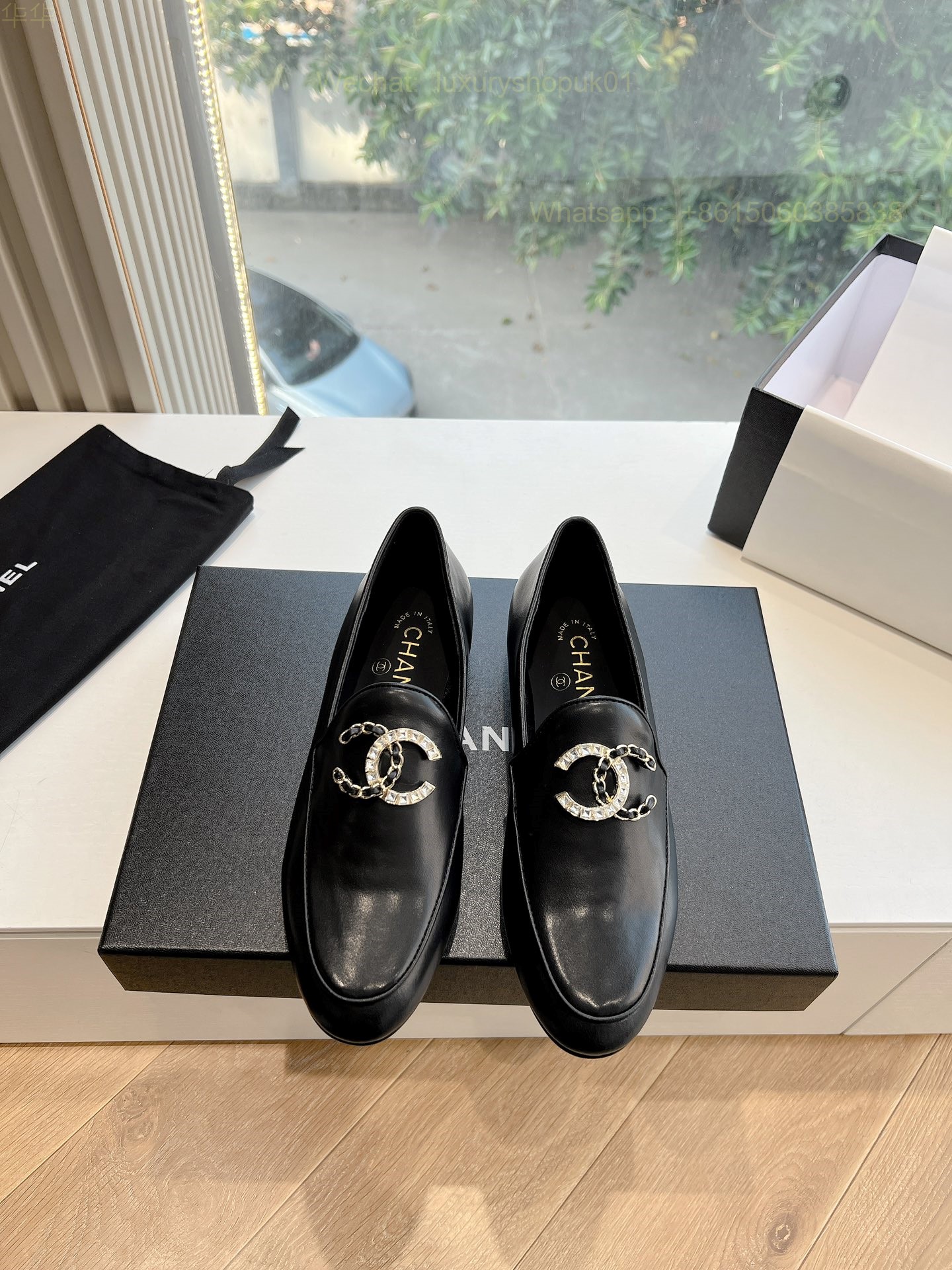 Women Chanel Leather Loafers CC Logo Flats Shoes