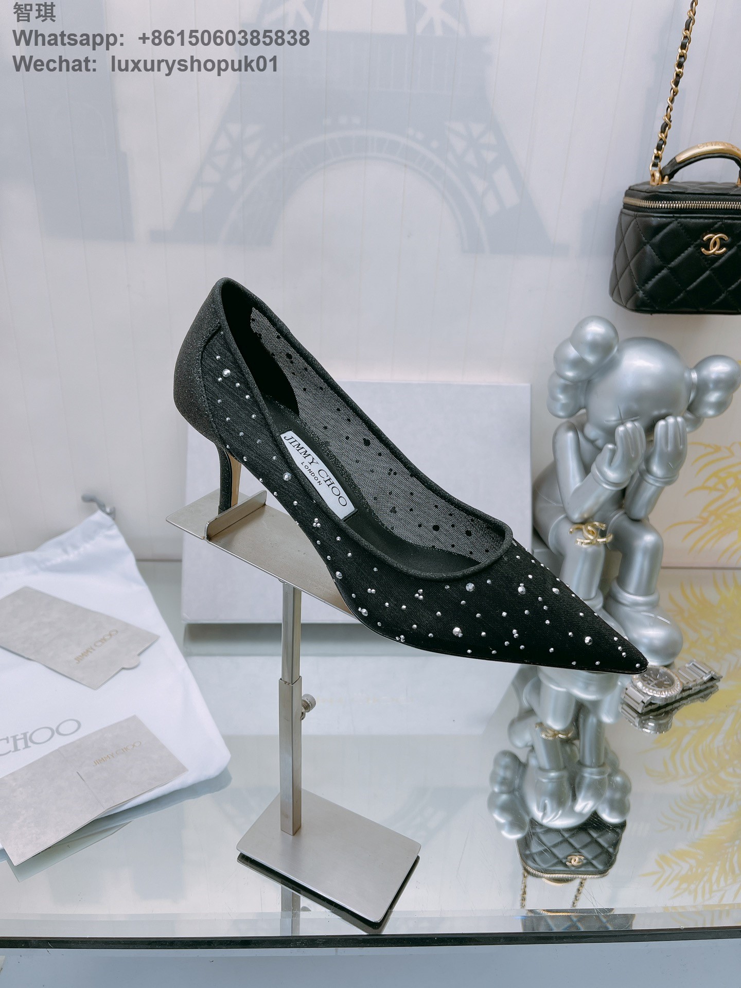 Jimmy Choo Love Crystal Mesh Heeled Pointed toe Pumps Stiletto heels Women Shoes