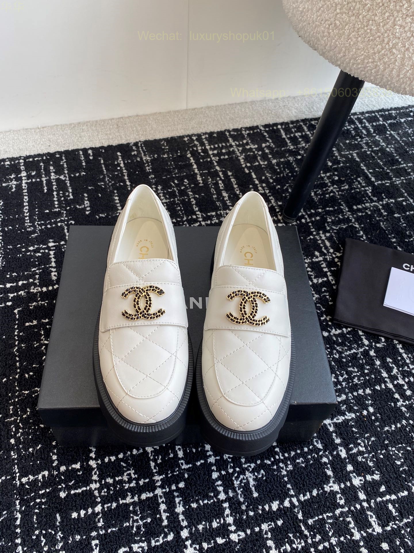 Women Chanel Loafers Leather CC Logo Flats Shoes