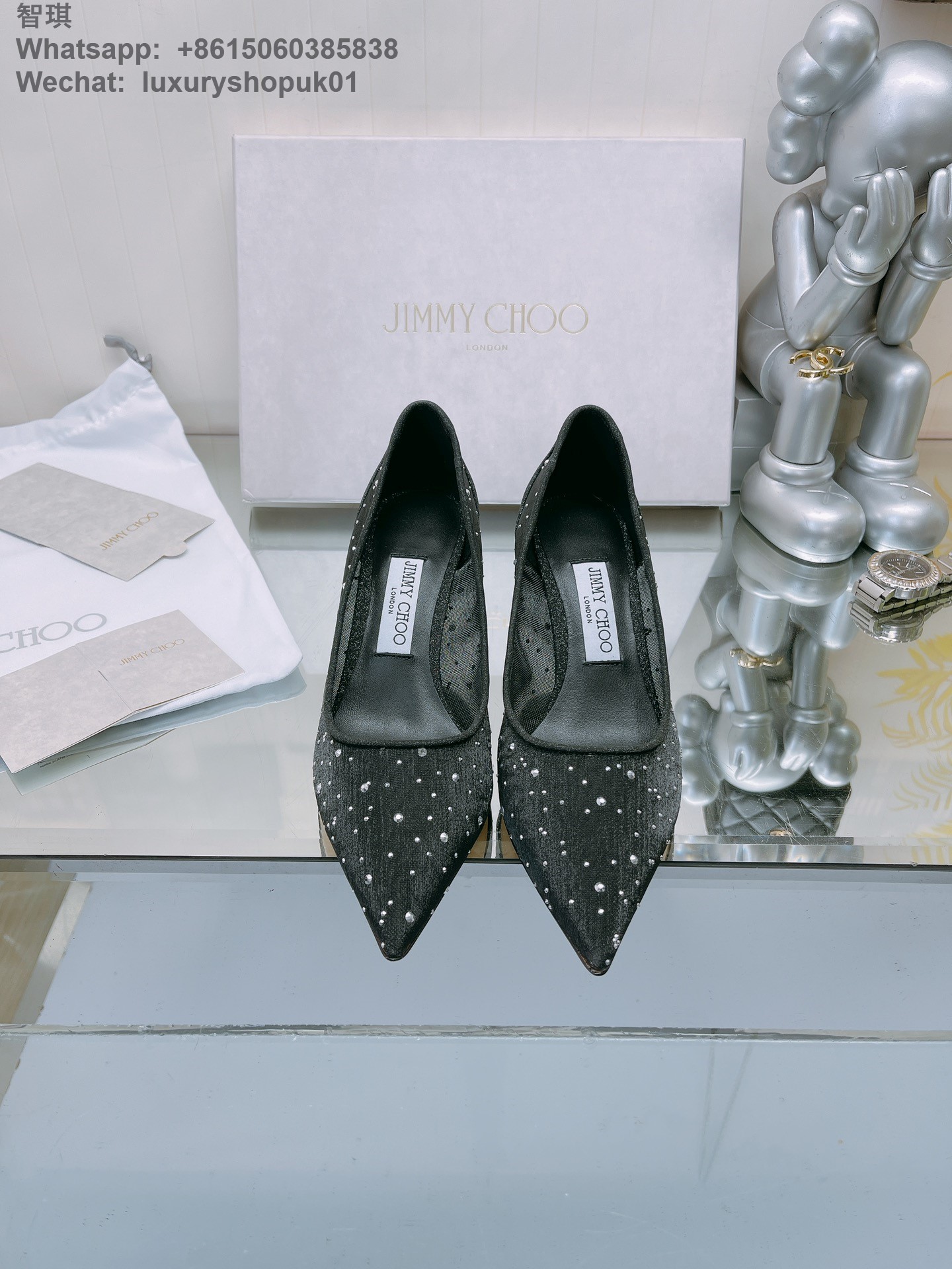 Jimmy Choo Love Crystal Mesh Heeled Pointed toe Pumps Stiletto heels Women Shoes