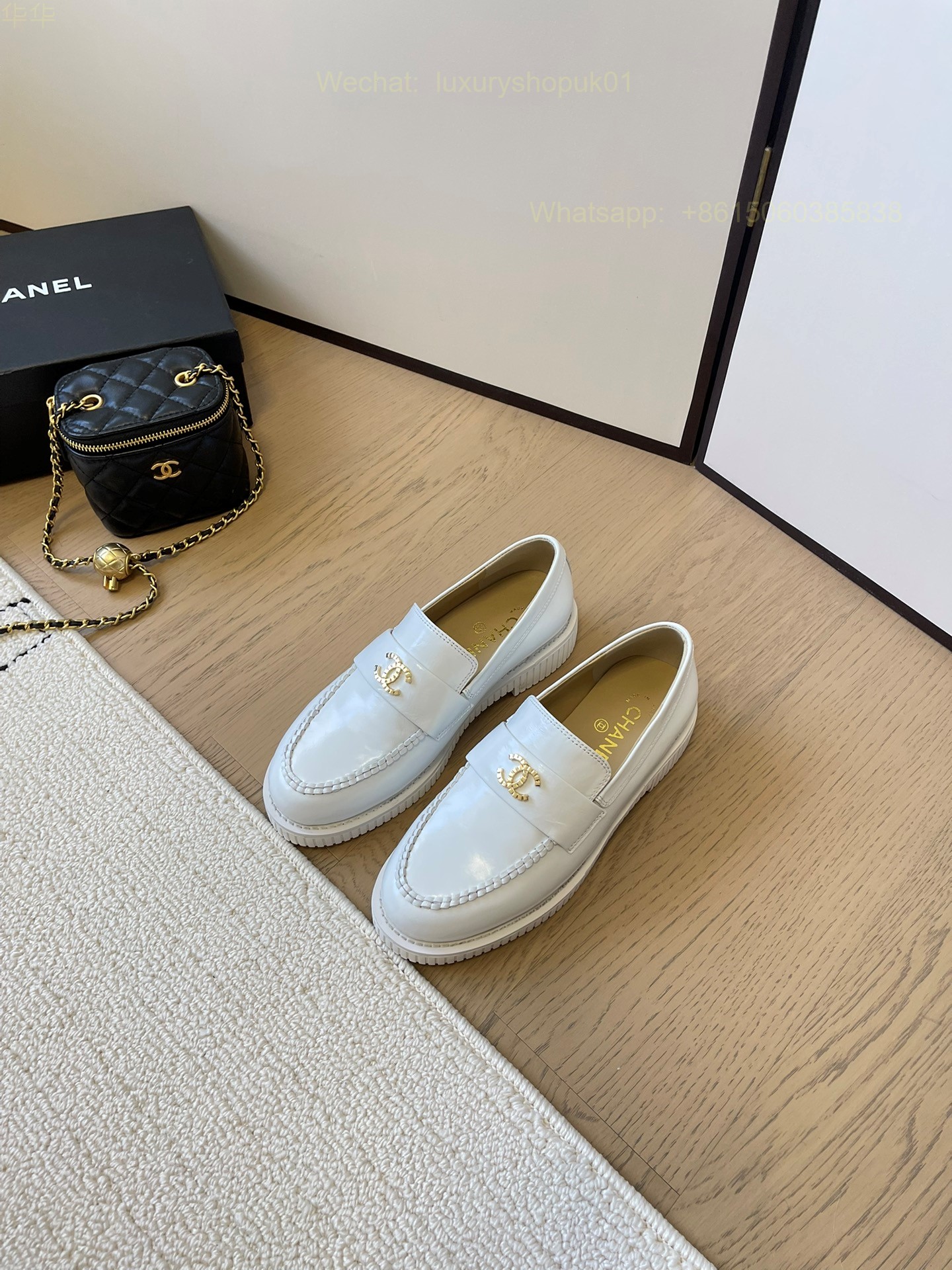 Women Chanel Loafers Leather CC Logo Flats Shoes