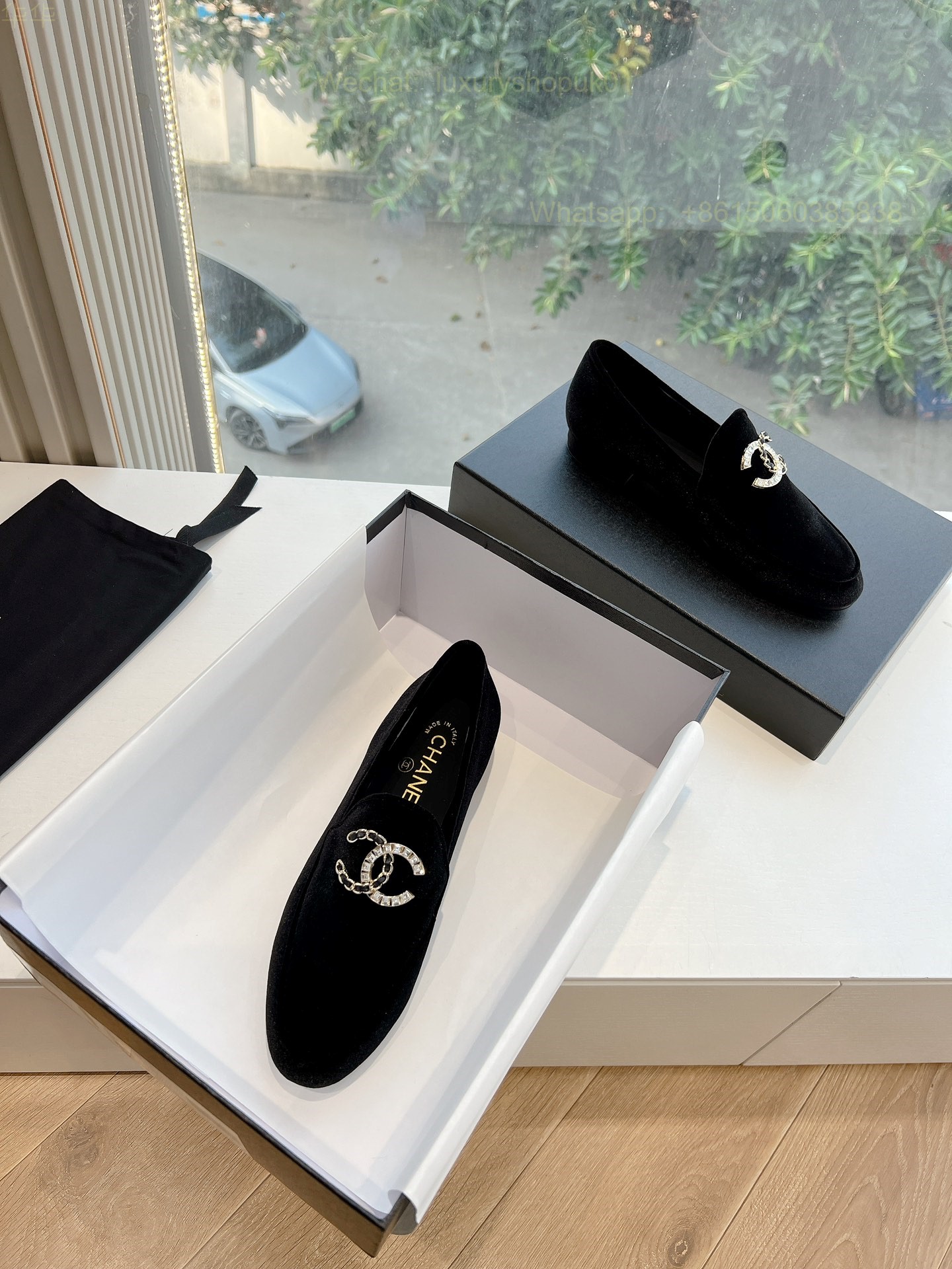 Women Chanel Velvet Loafers Leather CC Logo Flats Shoes