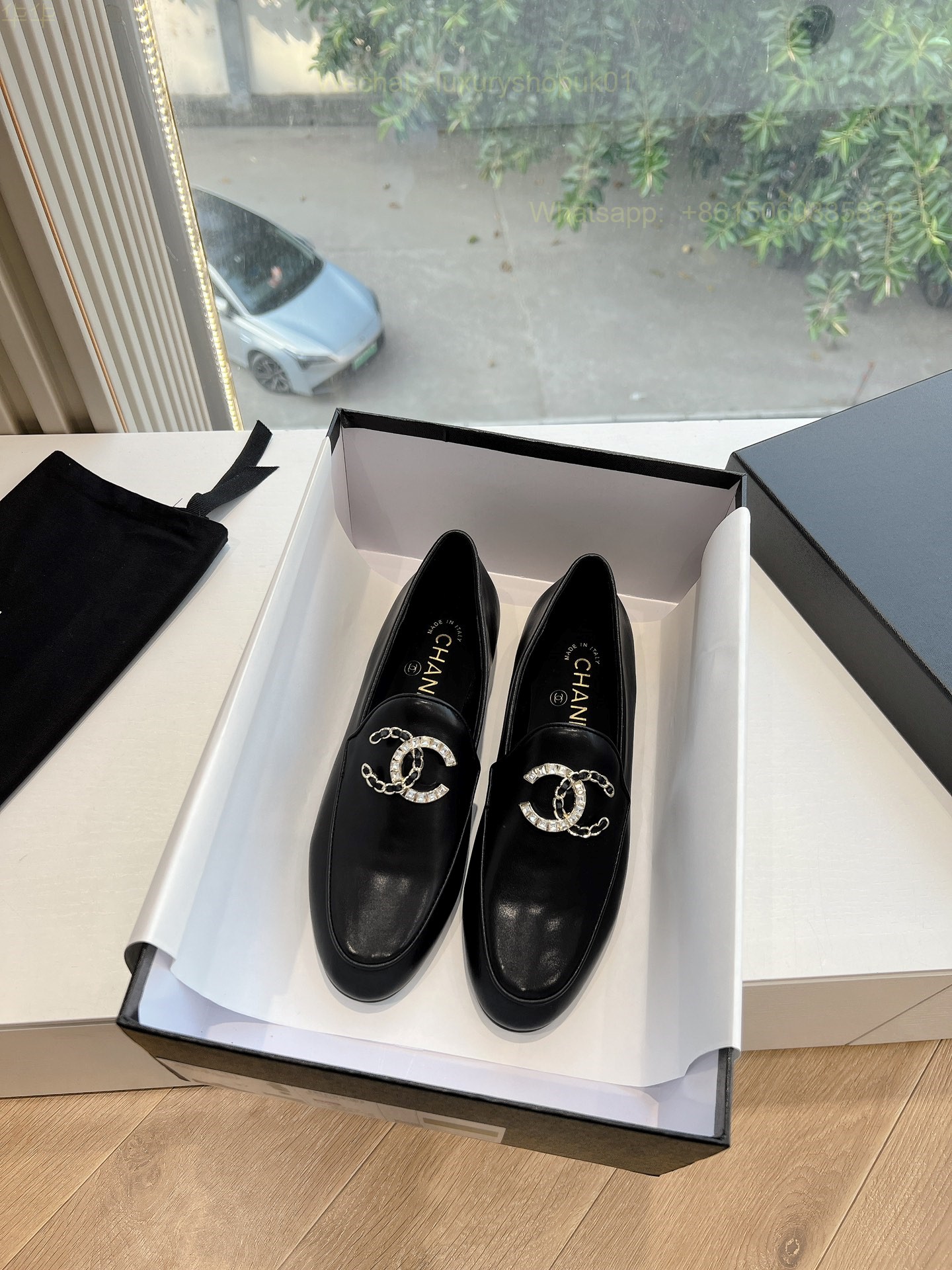 Women Chanel Leather Loafers CC Logo Flats Shoes
