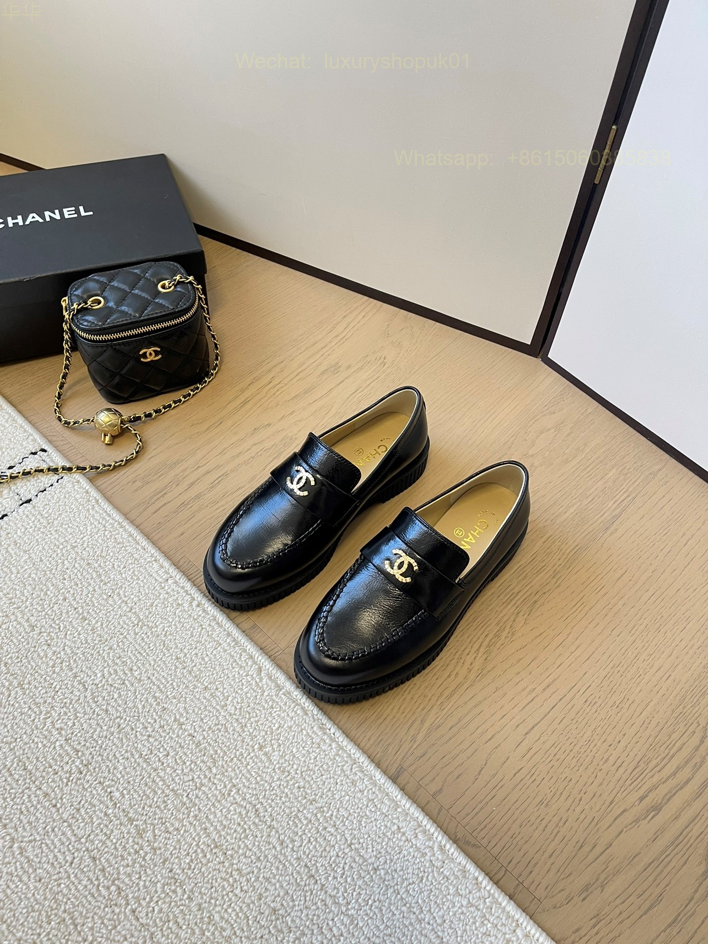 Women Chanel Loafers Leather CC Logo Flats Shoes