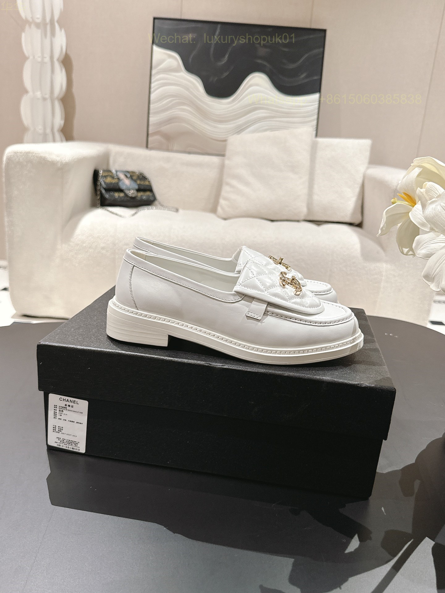 Women Chanel Loafers Leather CC Logo Flats Shoes