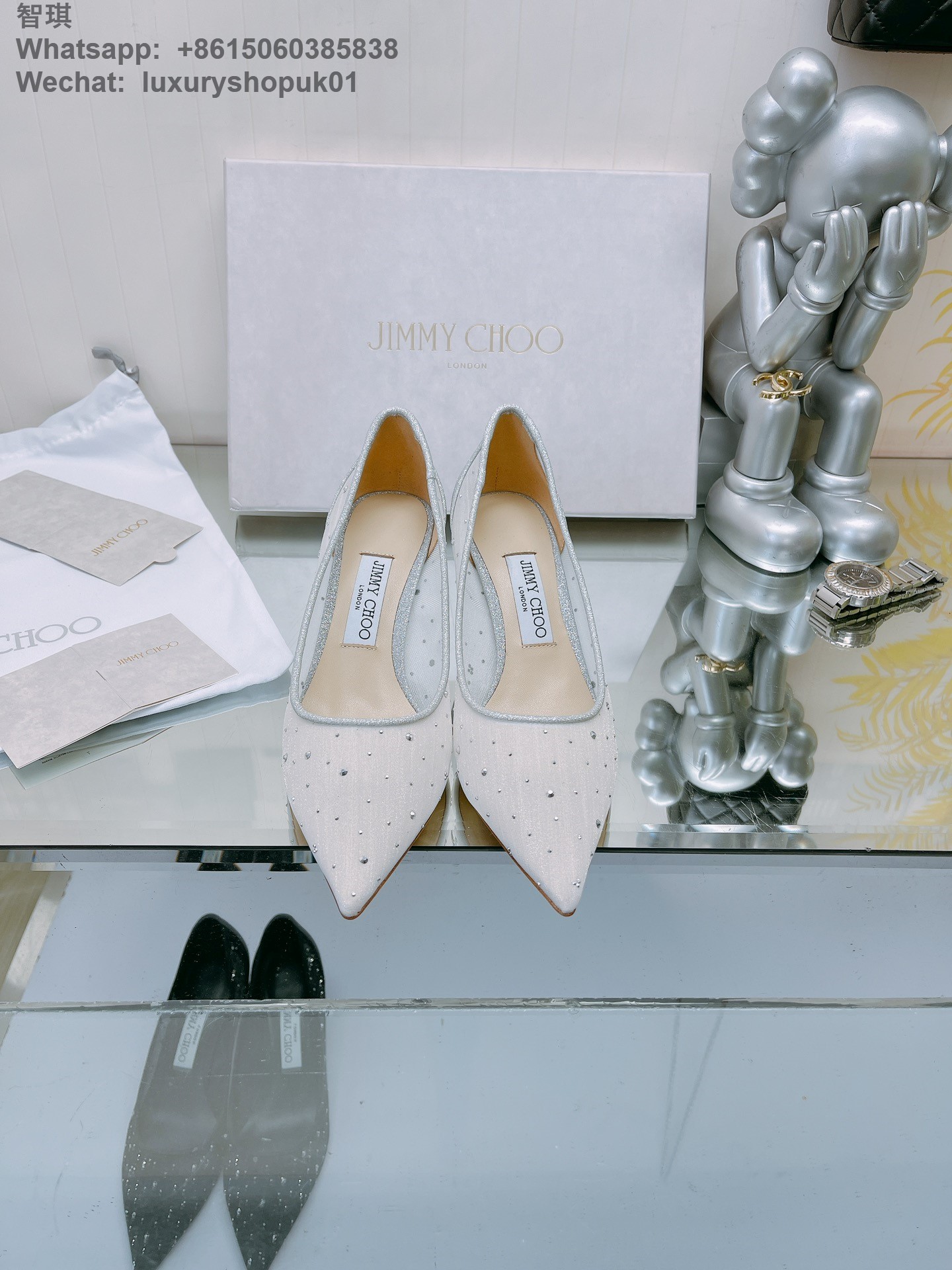 Jimmy Choo Love Crystal Mesh Heeled Pointed toe Pumps Stiletto heels Women Shoes