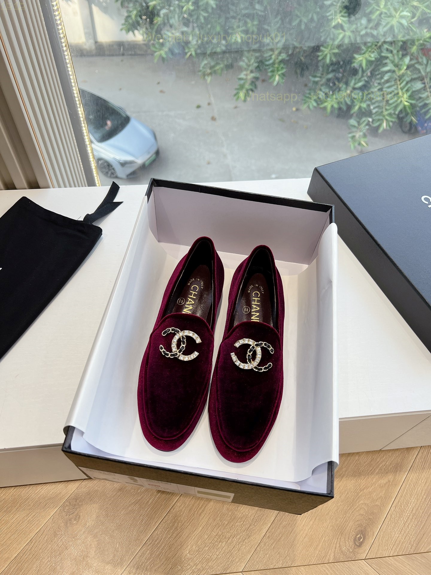 Women Chanel Velvet Loafers CC Logo Flats Shoes