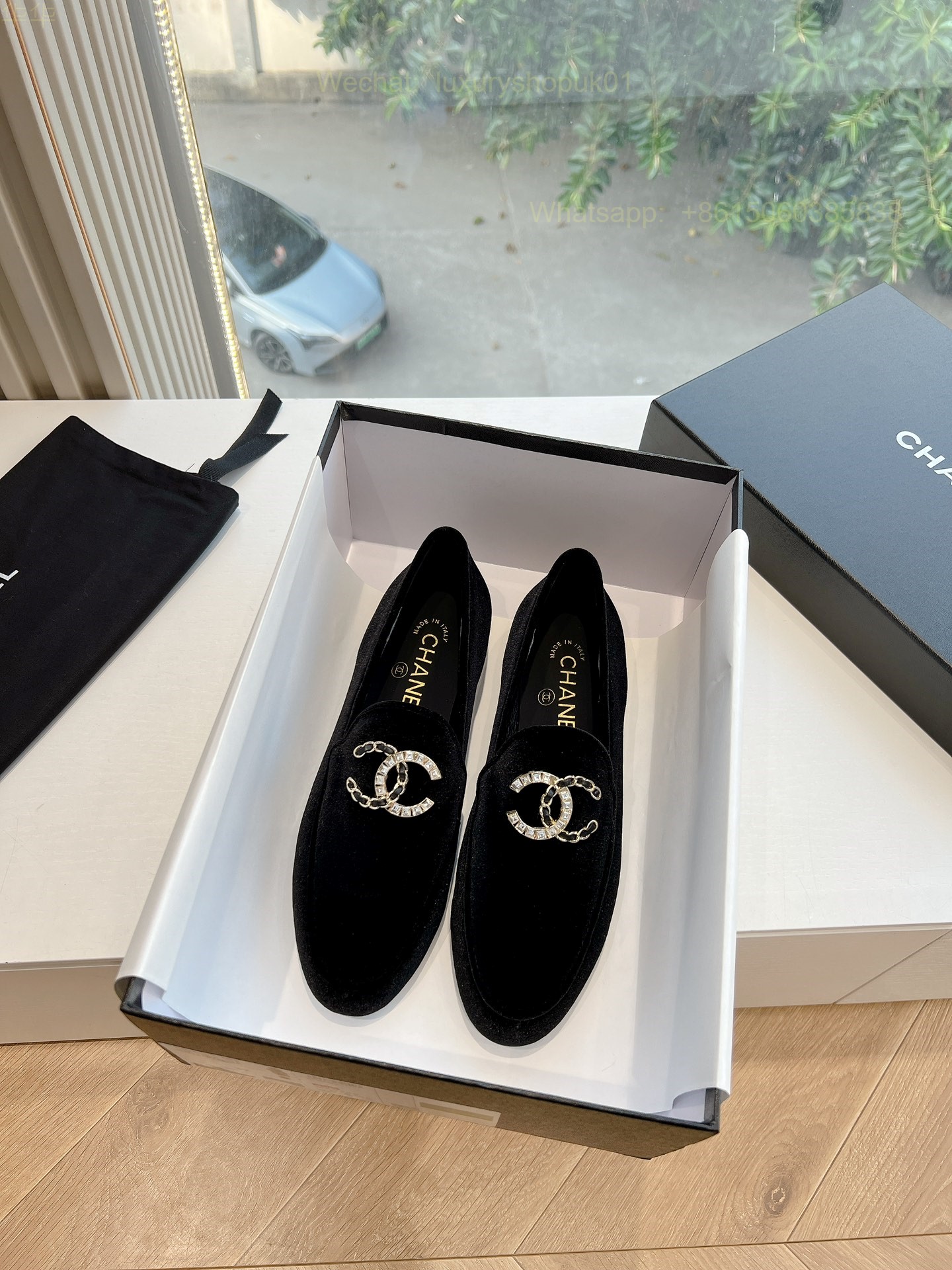 Women Chanel Velvet Loafers Leather CC Logo Flats Shoes