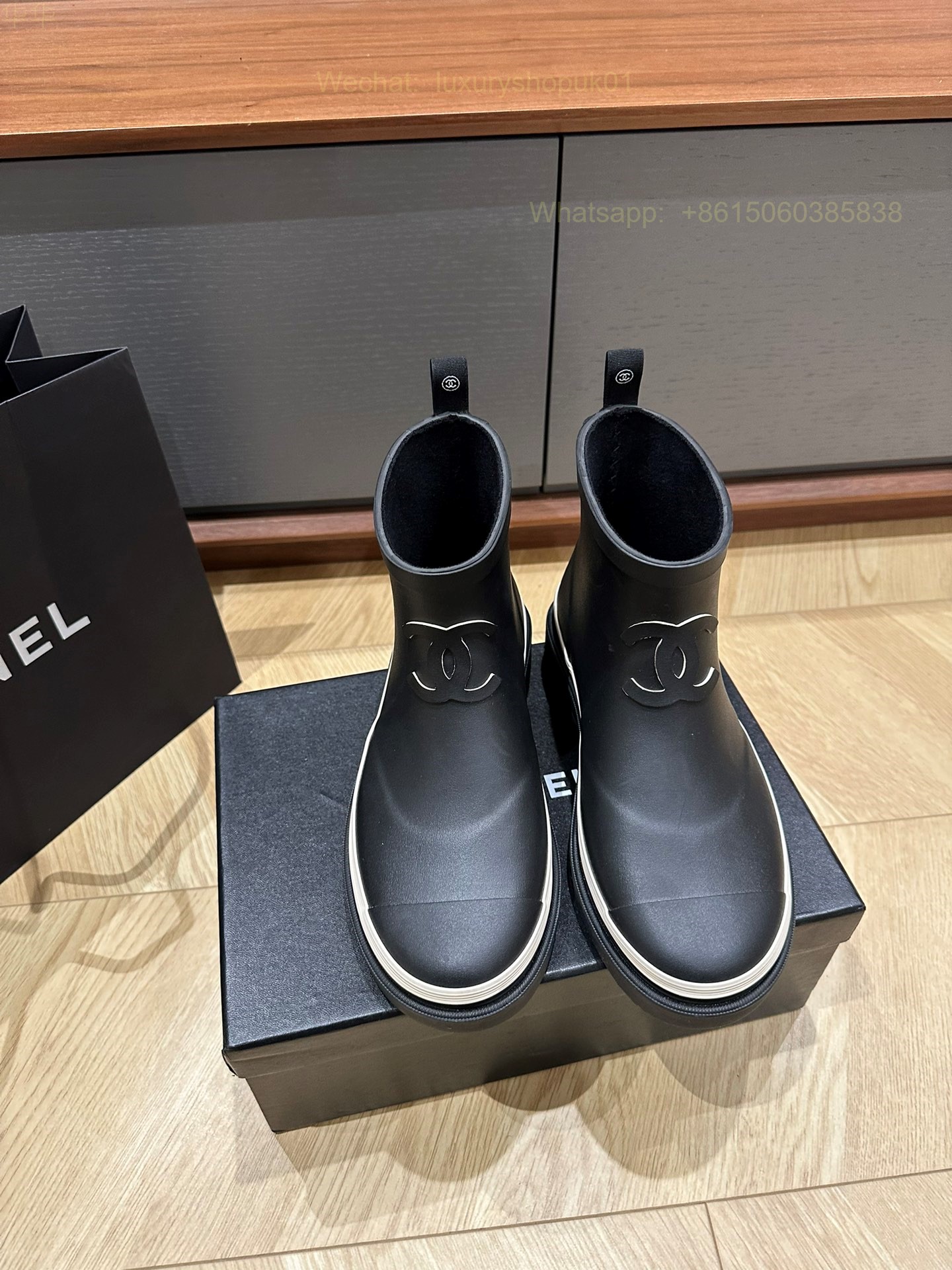 Chanel Rubber CC Logo Rain Boots Women Shoes