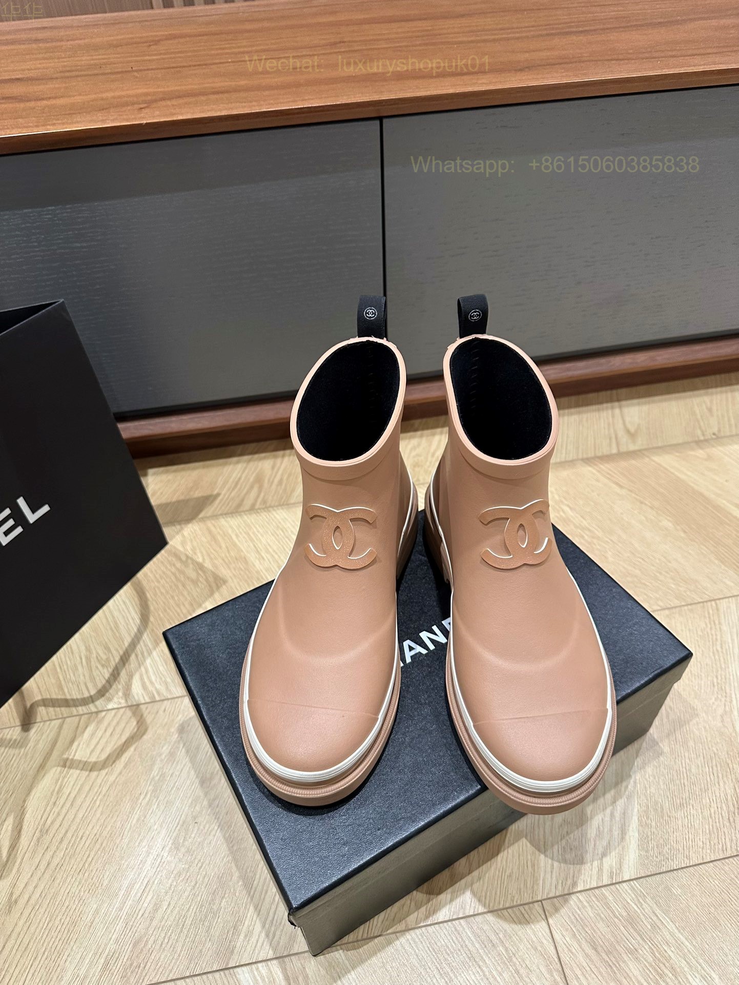 Chanel Rubber CC Logo Rain Boots Women Shoes
