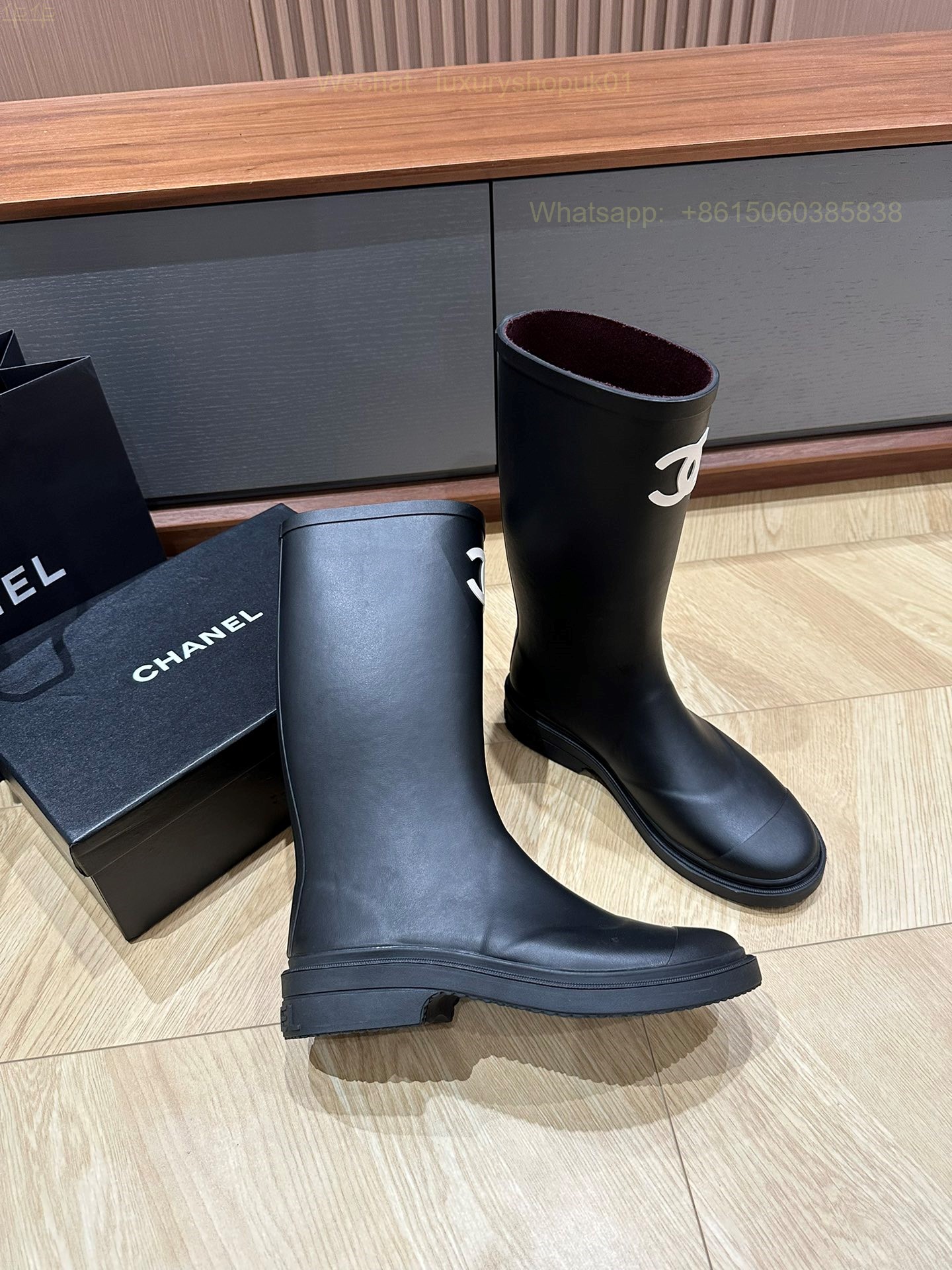 Chanel Rubber CC Logo Rain Boots Women Shoes