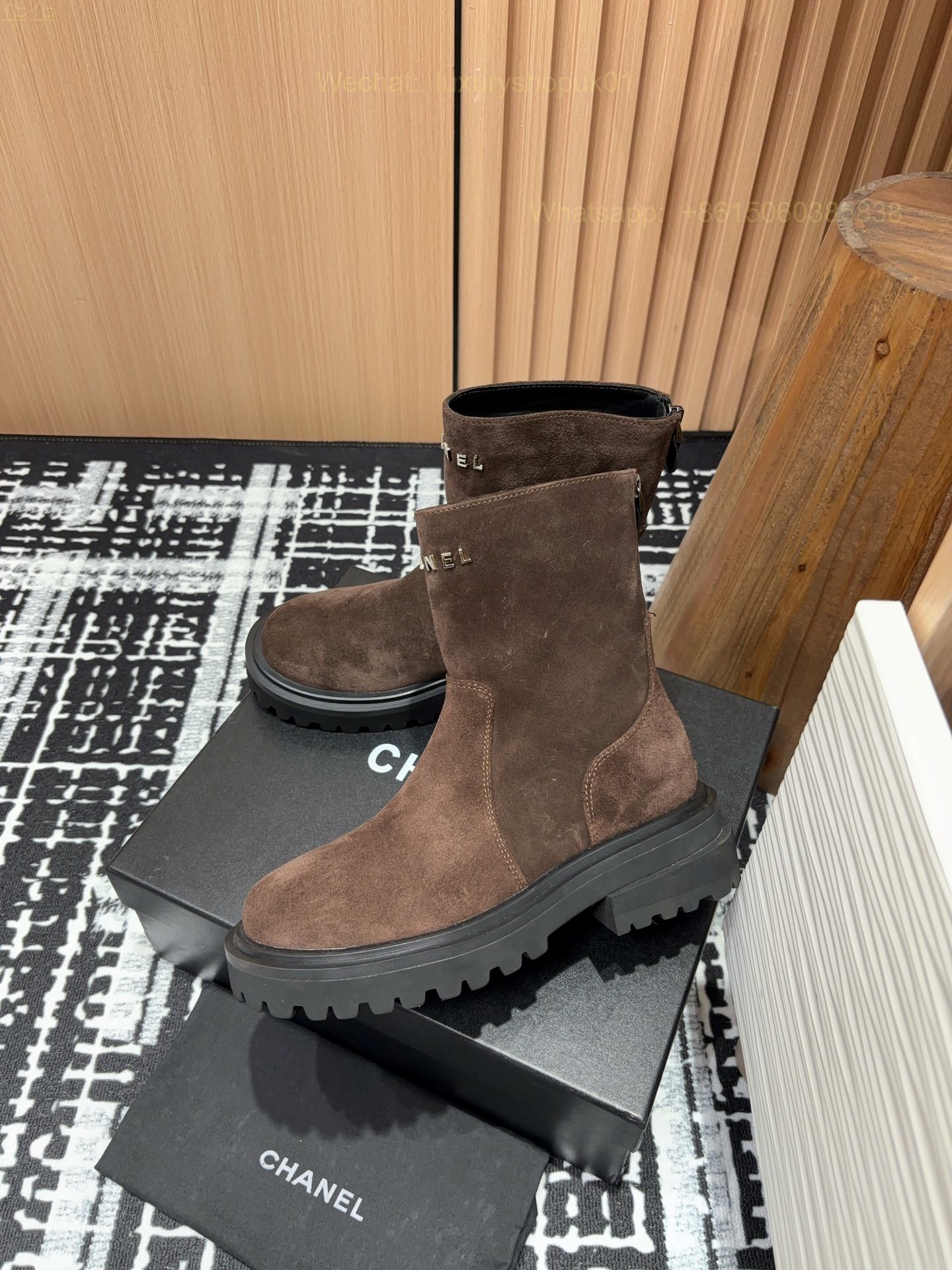 Chanel Suede leather flat Boots Women Shoes