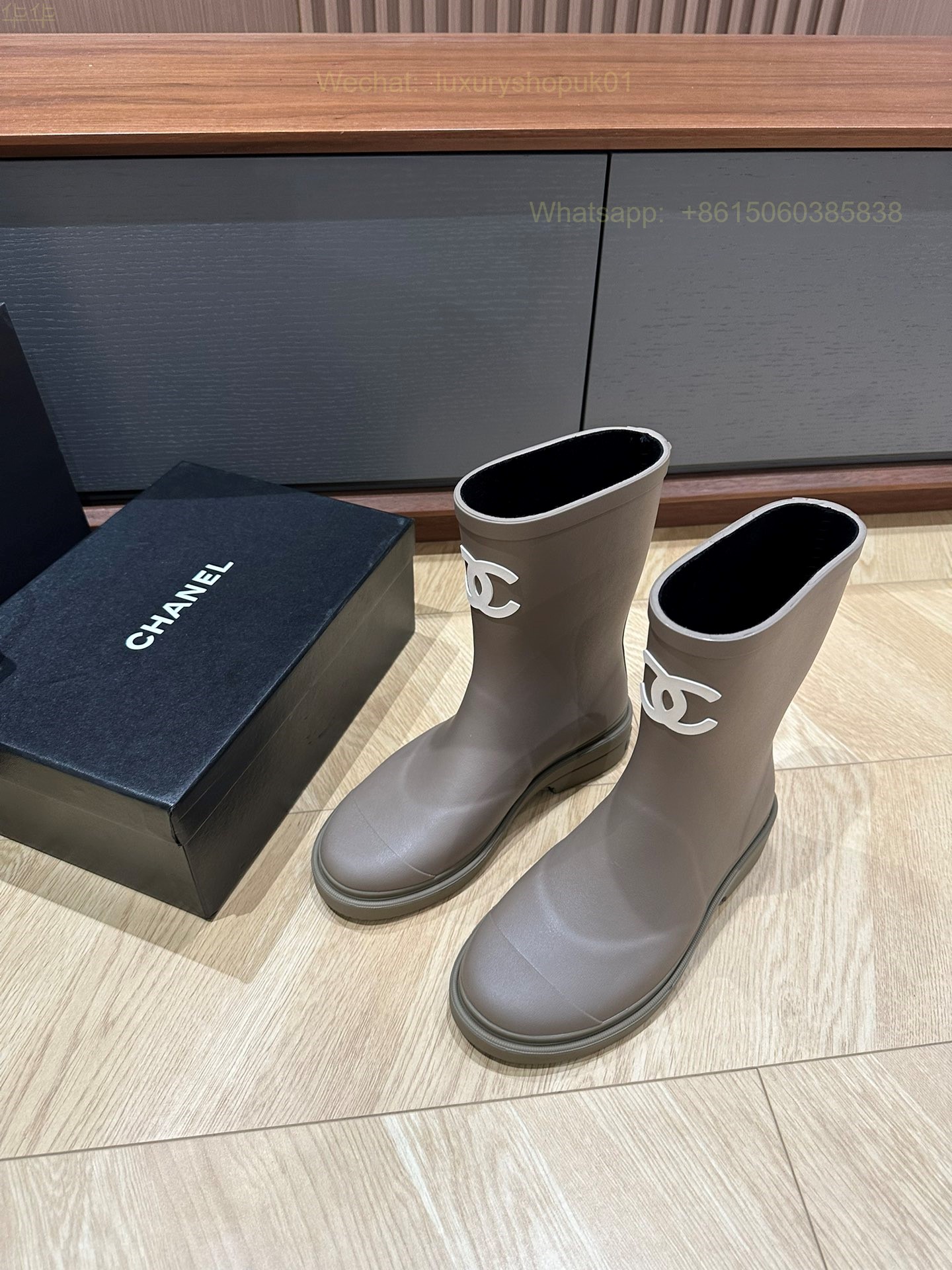 Chanel Rubber CC Logo Rain Boots Women Shoes