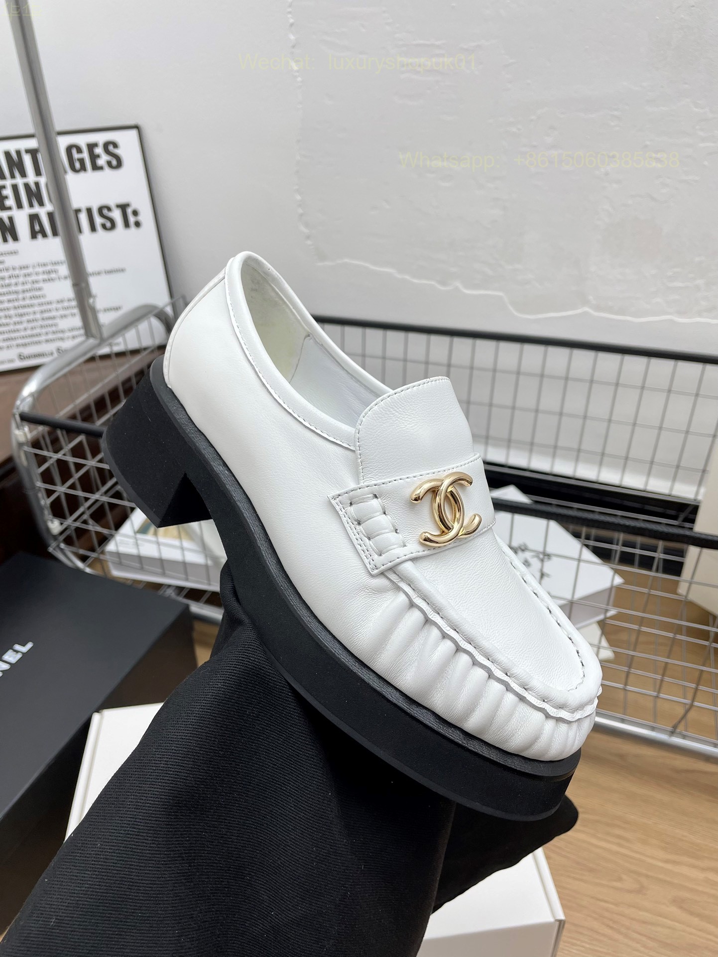 Chanel Leather Loafer flat CC Logo Women Shoes