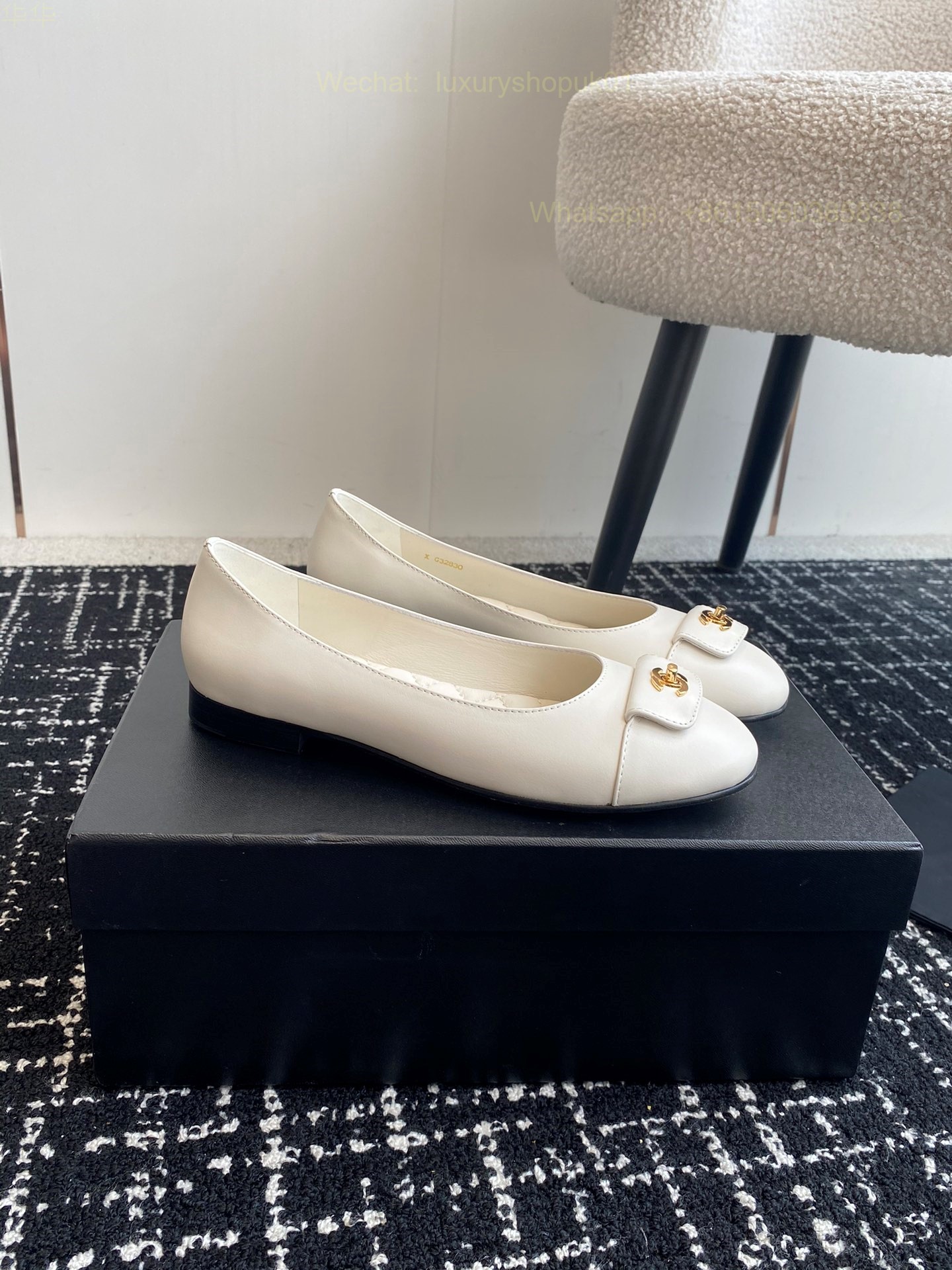 Chanel Ballet flats Leather CC Logo Women Shoes