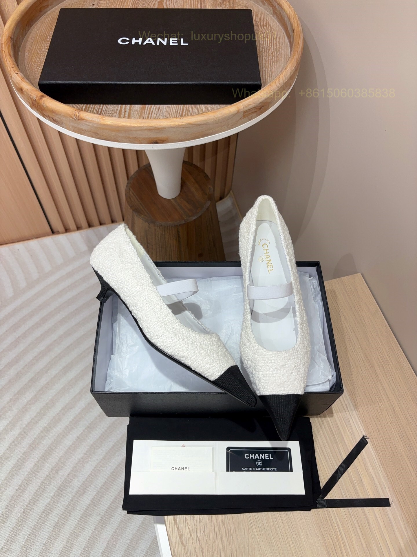 Chanel Tweed CC Pointed Toe kitten heels Pumps Women Shoes