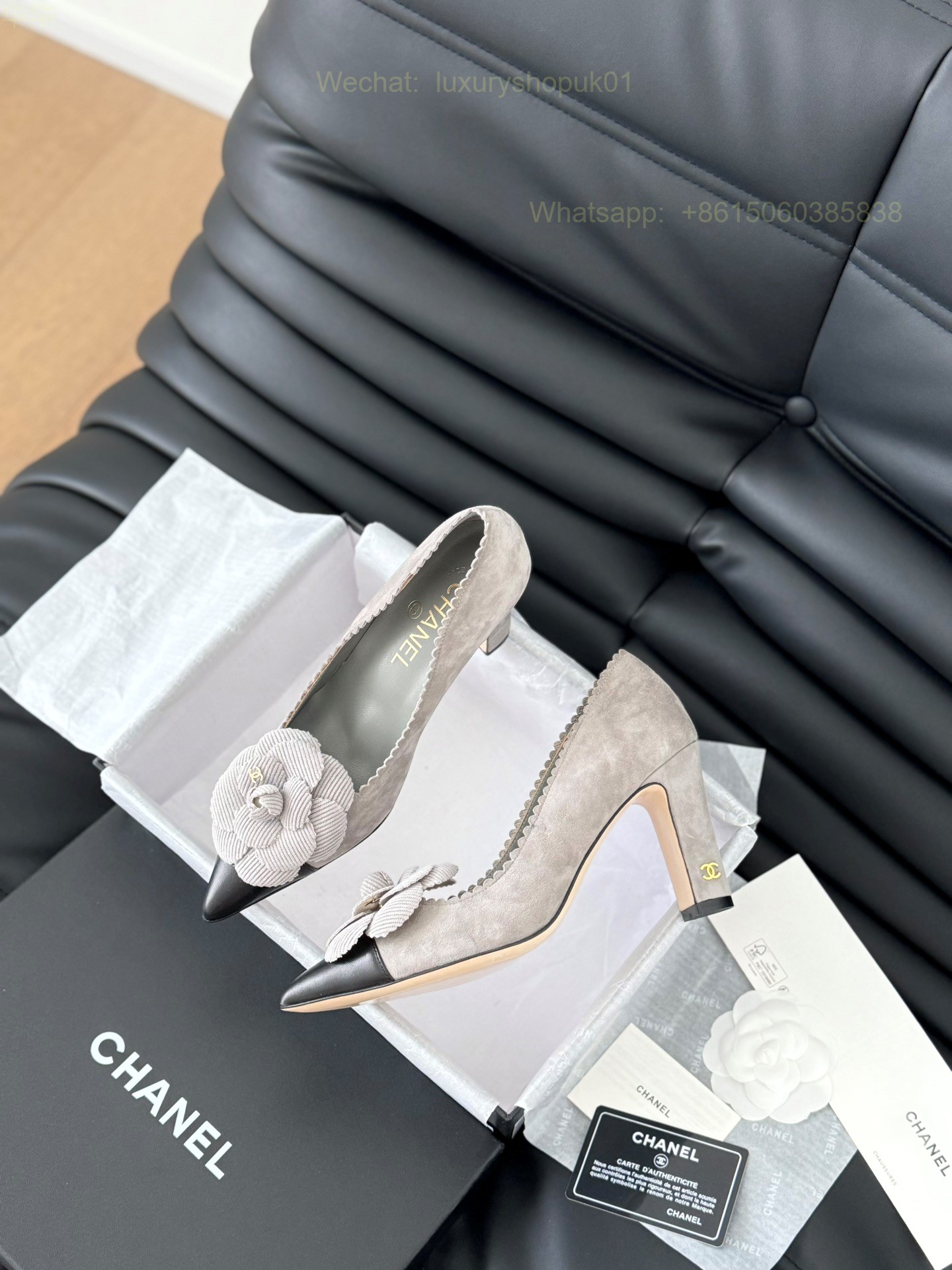 Chanel Leather Camellia Flower High heels pumps Pointed toe Women Shoes