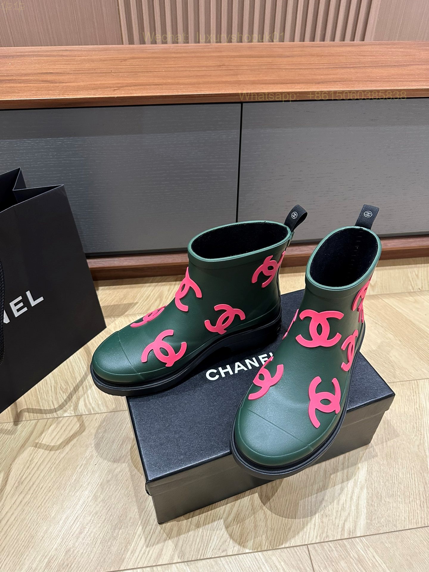 Chanel Rubber CC Logo Rain Boots Women Shoes