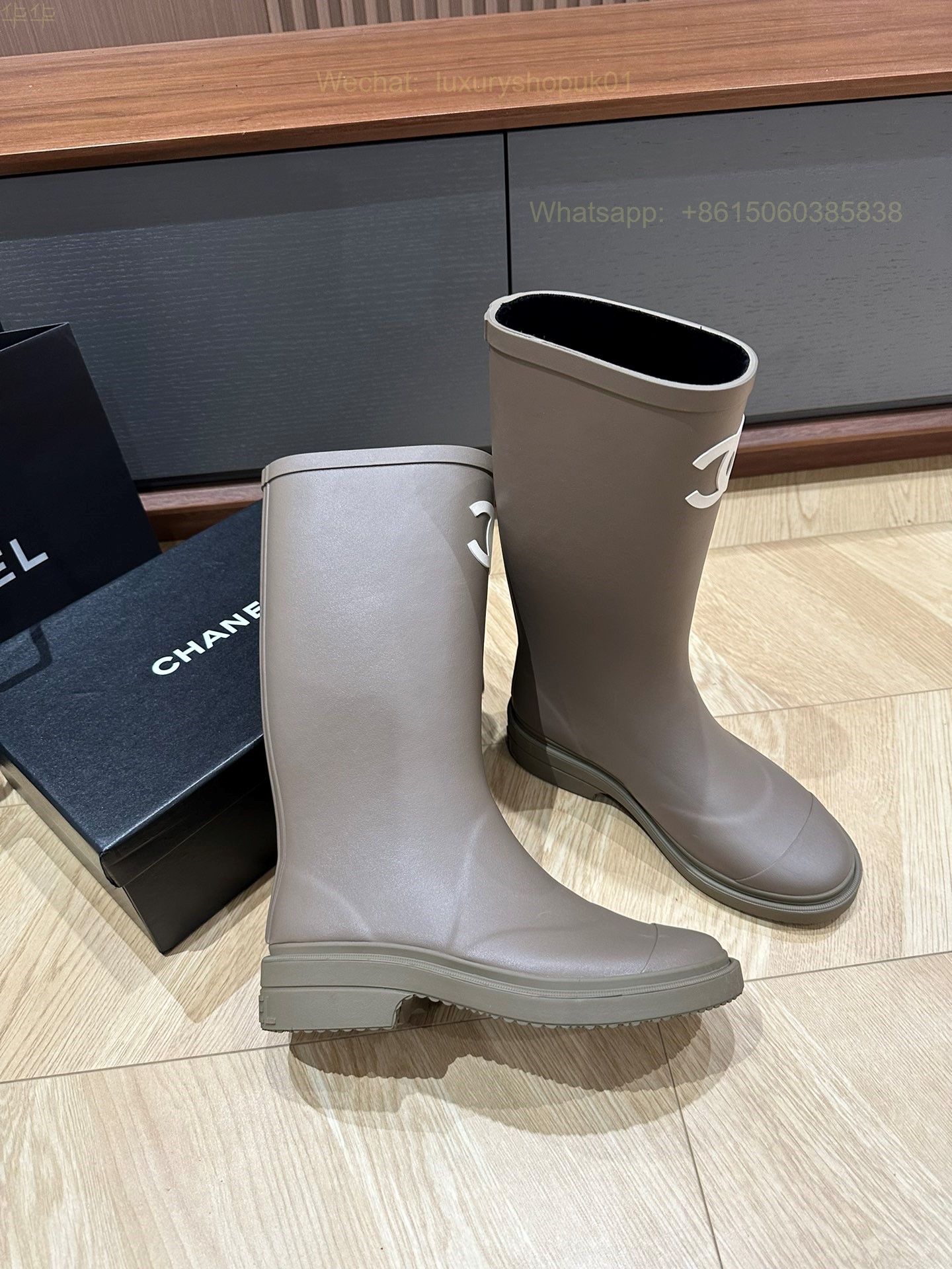 Chanel Rubber CC Logo Rain Boots Women Shoes