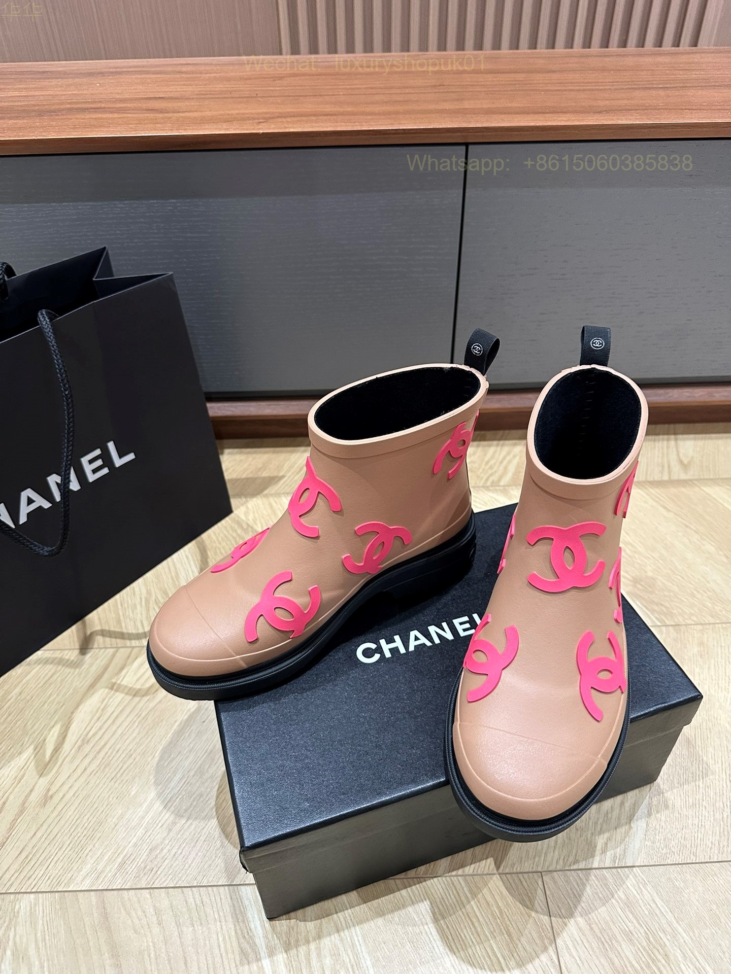 Chanel Rubber CC Logo Rain Boots Women Shoes