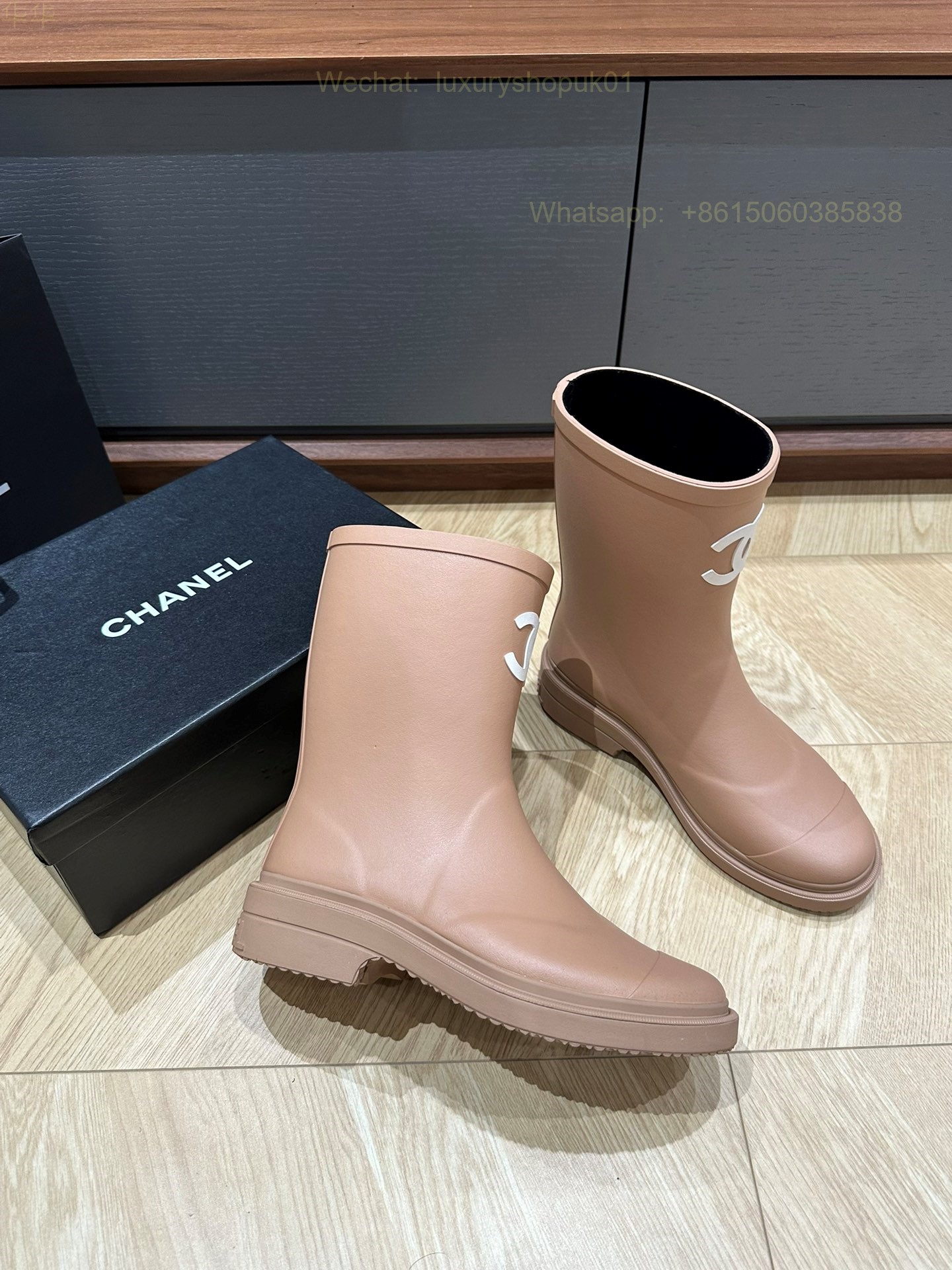 Chanel Rubber CC Logo Rain Boots Women Shoes