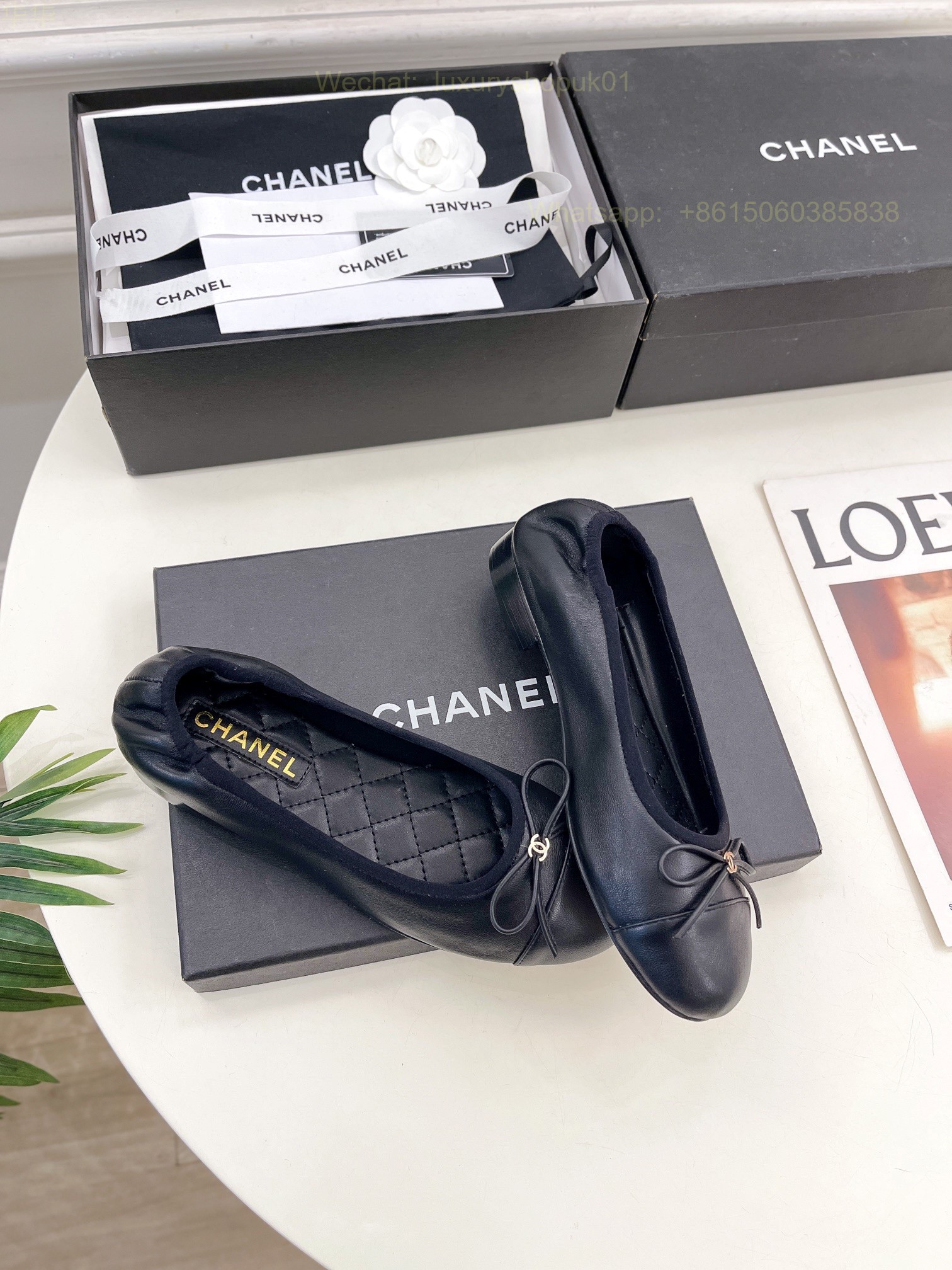 Chanel Bow Ballet Flats CC Logo Women Shoes
