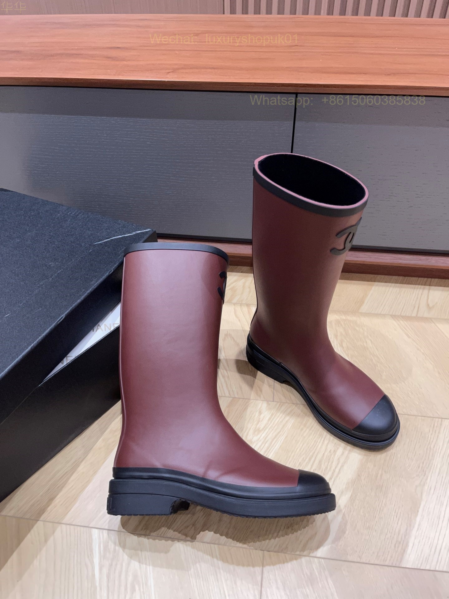 Chanel Rubber CC Logo Rain Boots Women Shoes