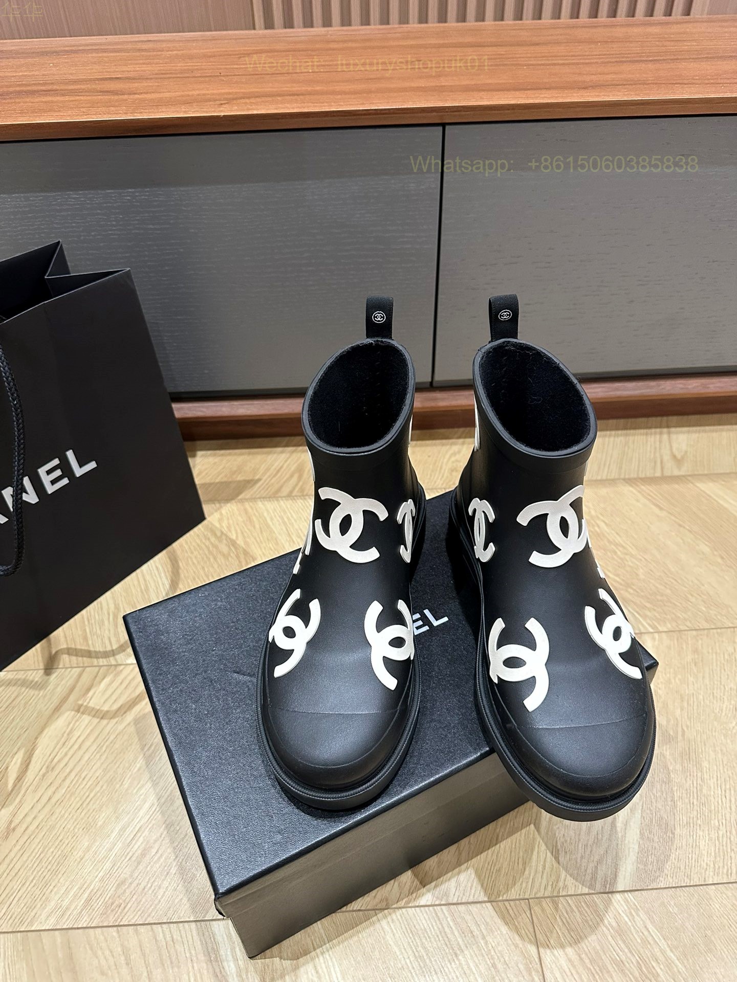 Chanel Rubber CC Logo Rain Boots Women Shoes