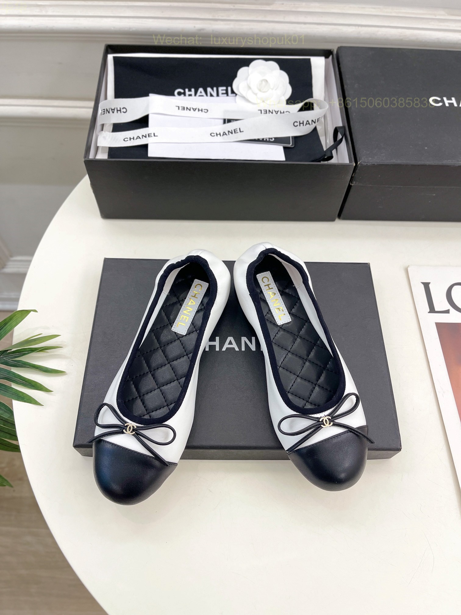 Chanel Bow Ballet Flats CC Logo Women Shoes