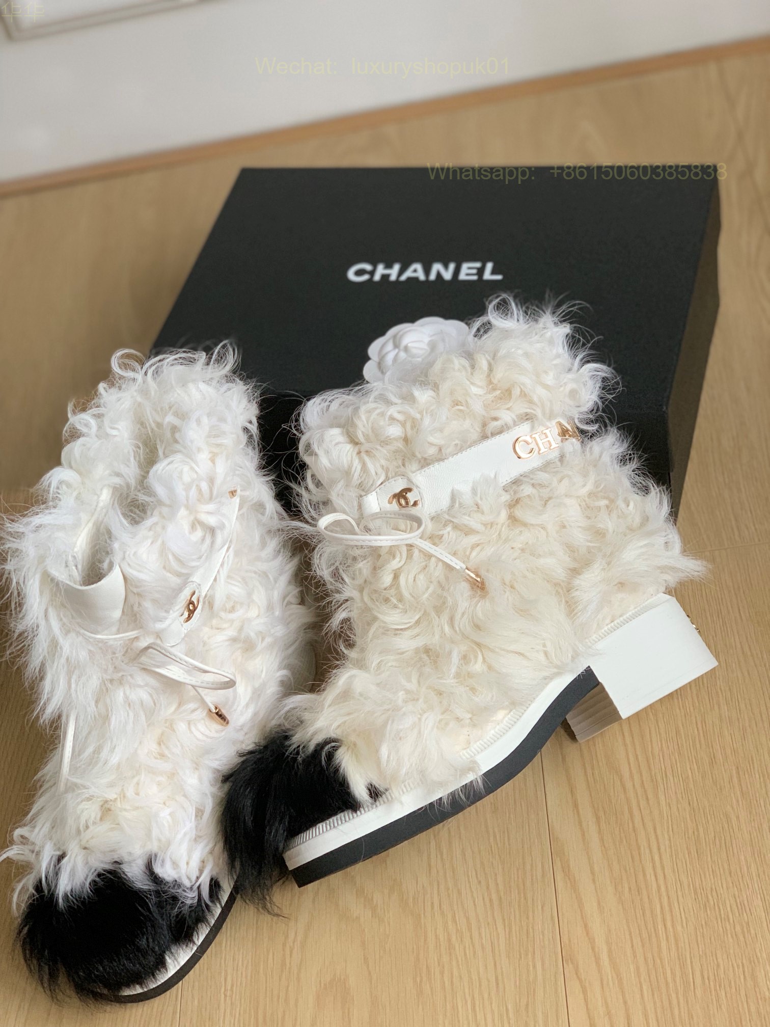 Chanel Shearling Fur Calf Length Boots Women Shoes